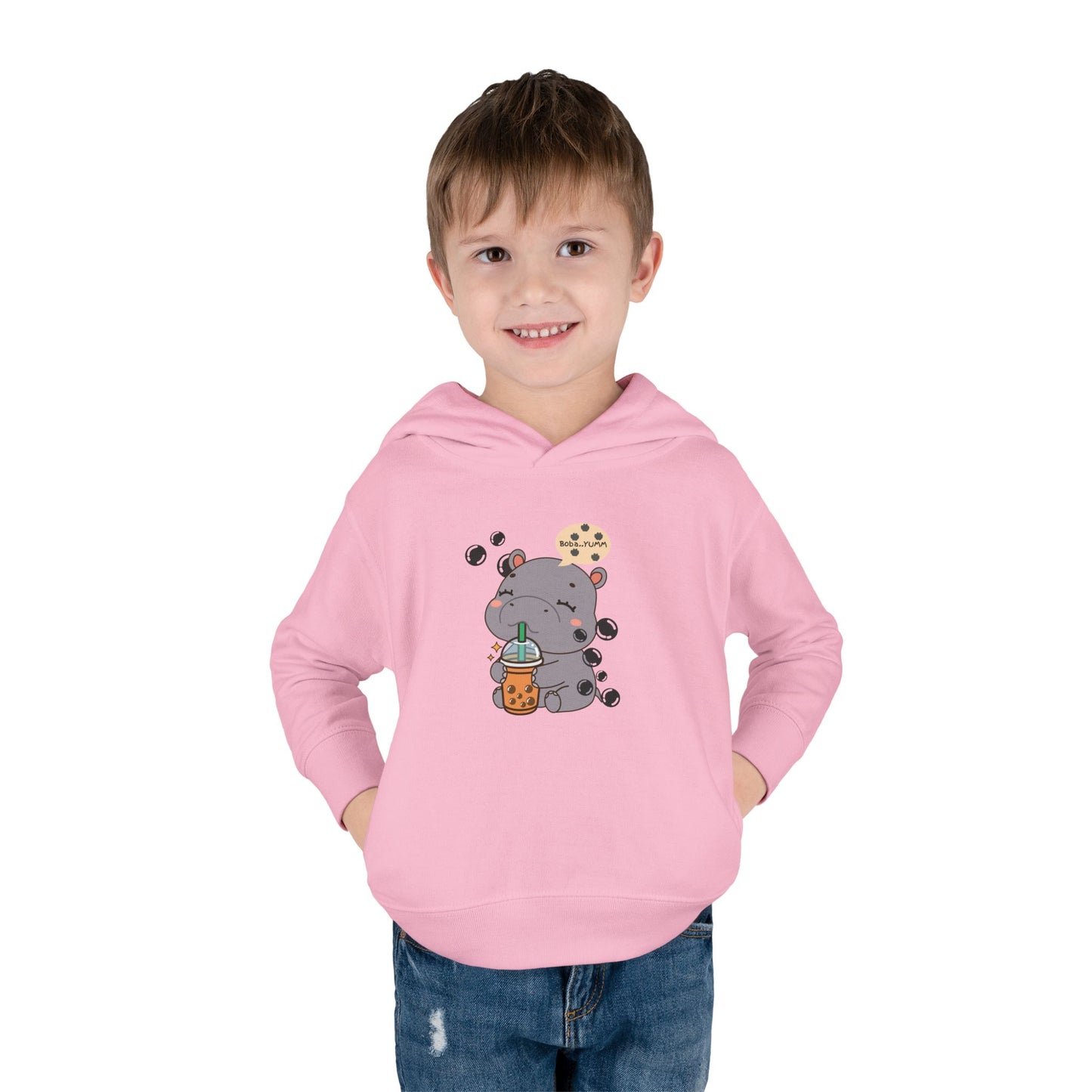 Hippo Bubble Tea Toddler Fleece Hoodie