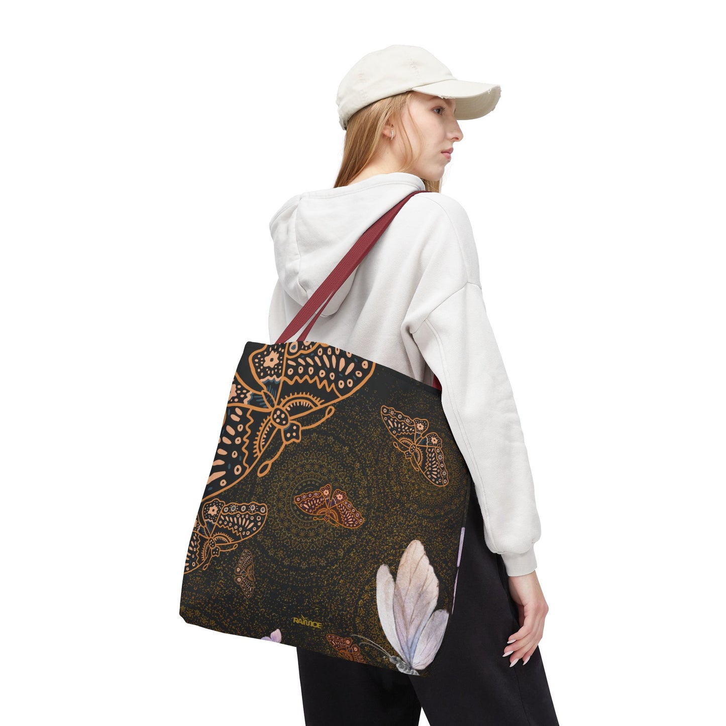 Bolsa de mano con mariposas en espiral