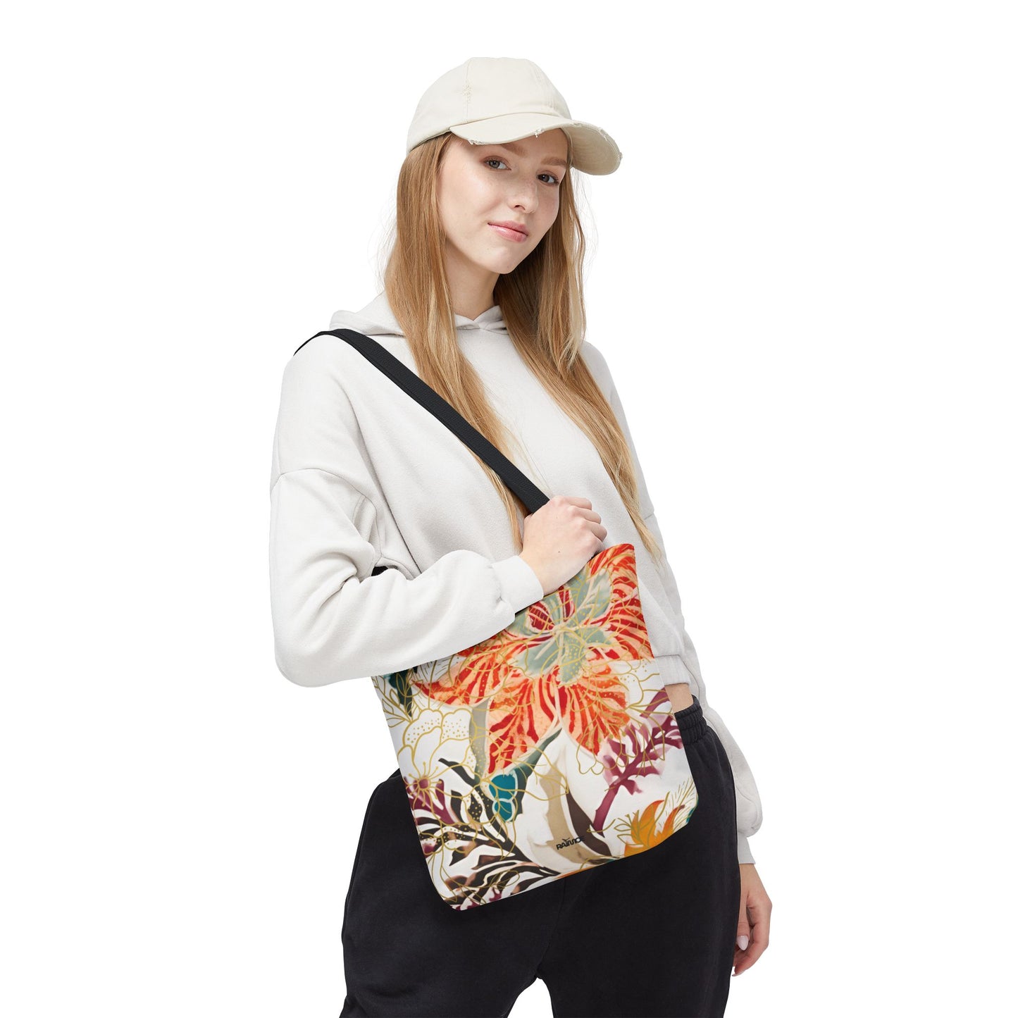 Bolso tote floral color castaño rojizo
