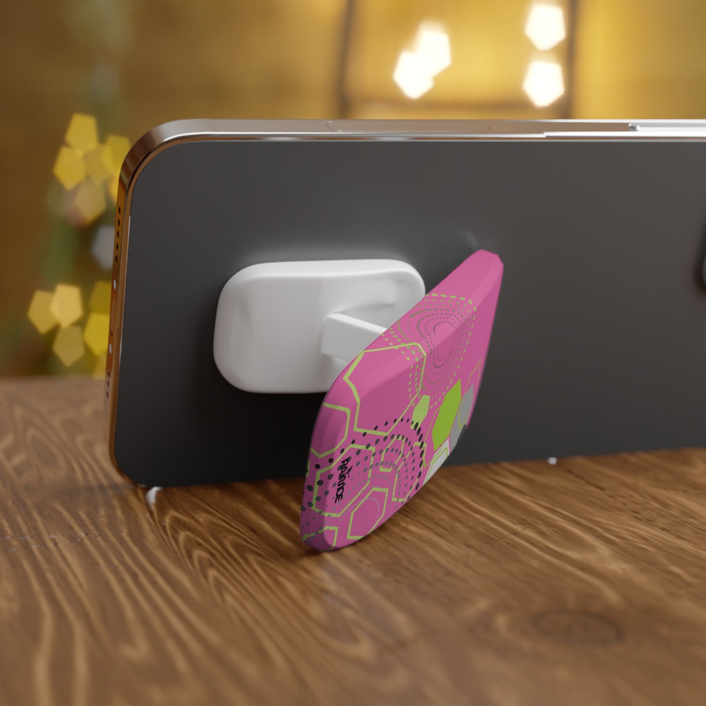 Agarre de clic para teléfono hexagonal rosa