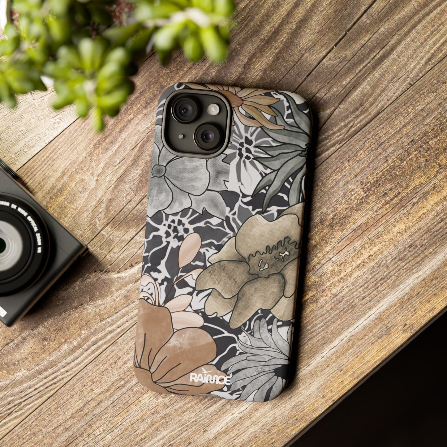 Funda rígida para iPhone (mate) con diseño floral rústico
