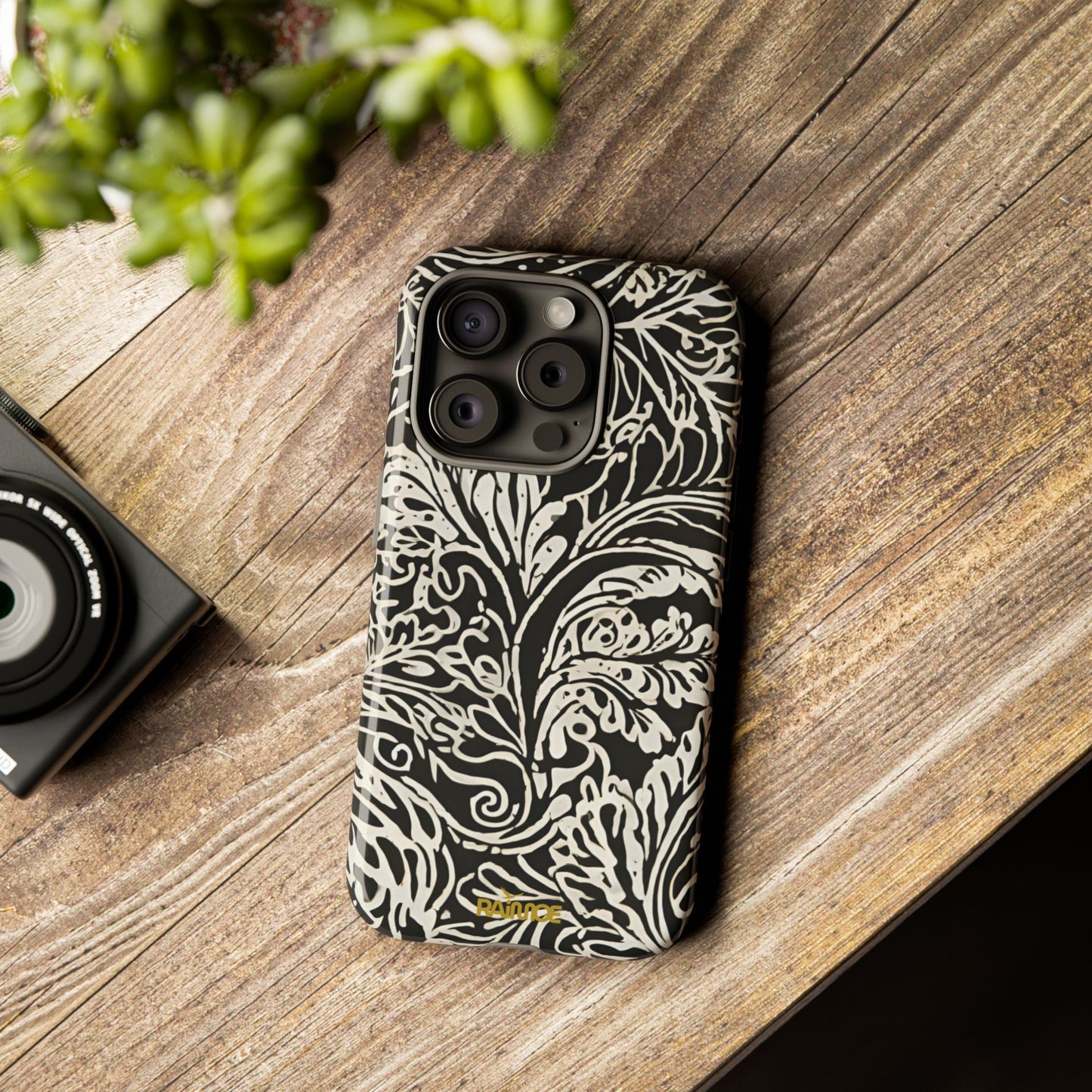 Funda resistente para iPhone (brillante) con diseño de hoja de arce