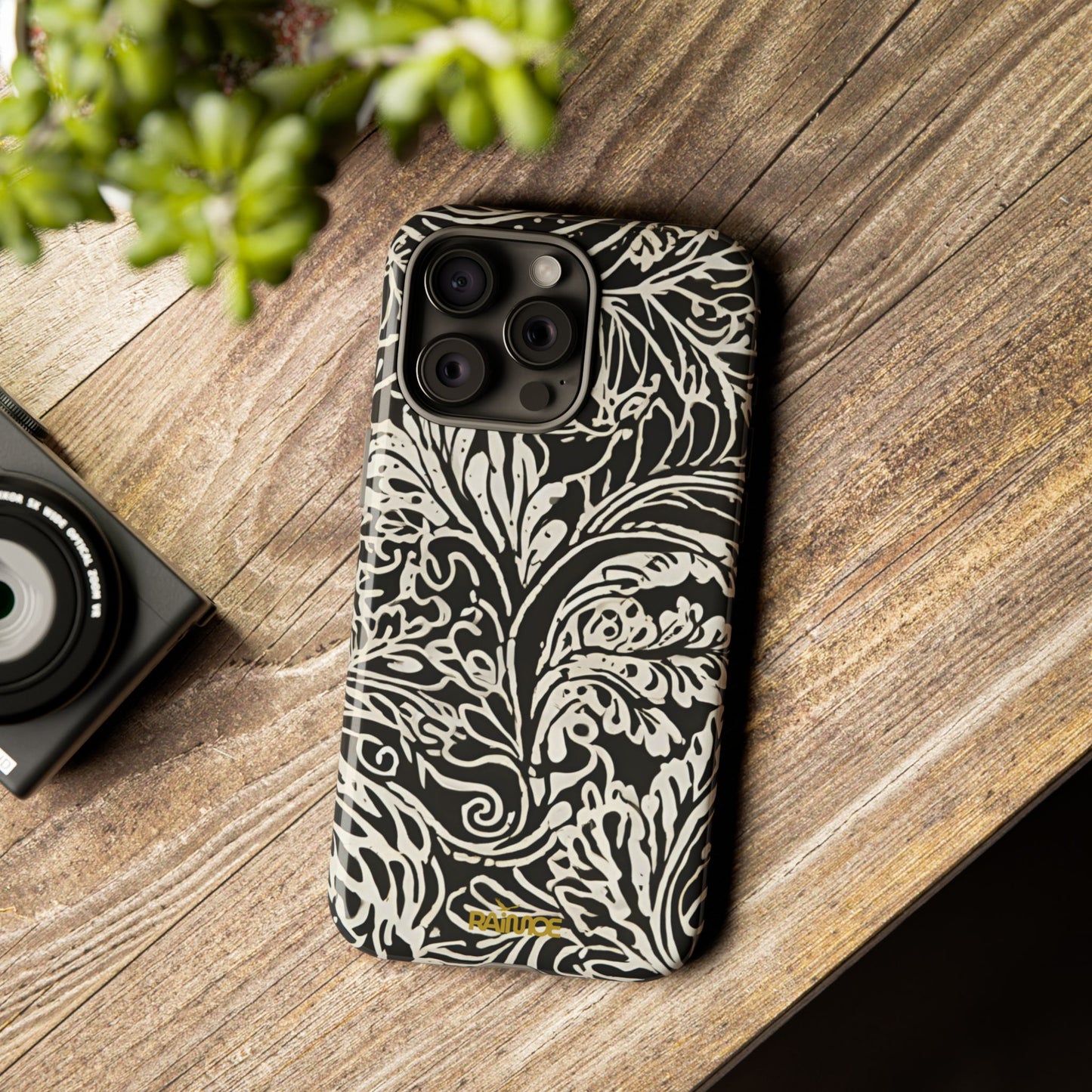 Funda resistente para iPhone (brillante) con diseño de hoja de arce