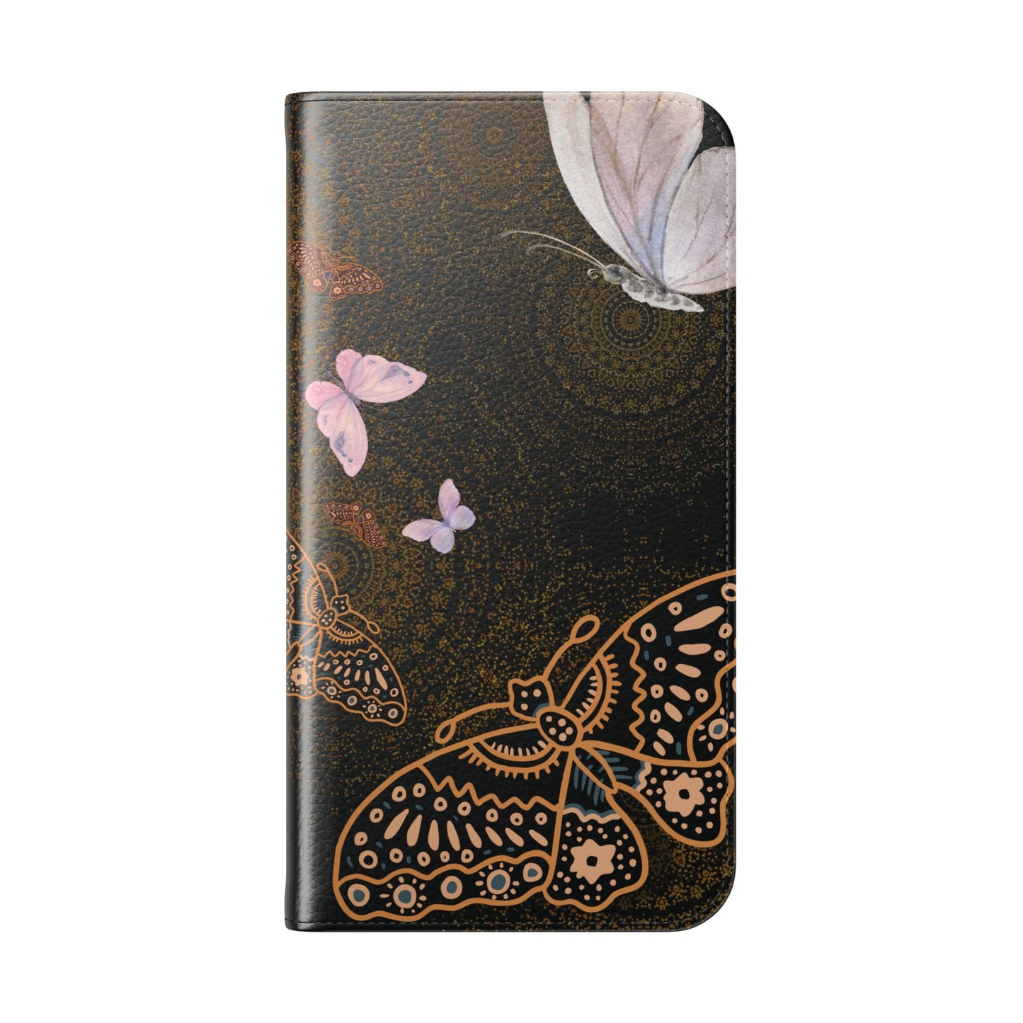 Funda con tapa para iPhone con diseño de mariposa espiral