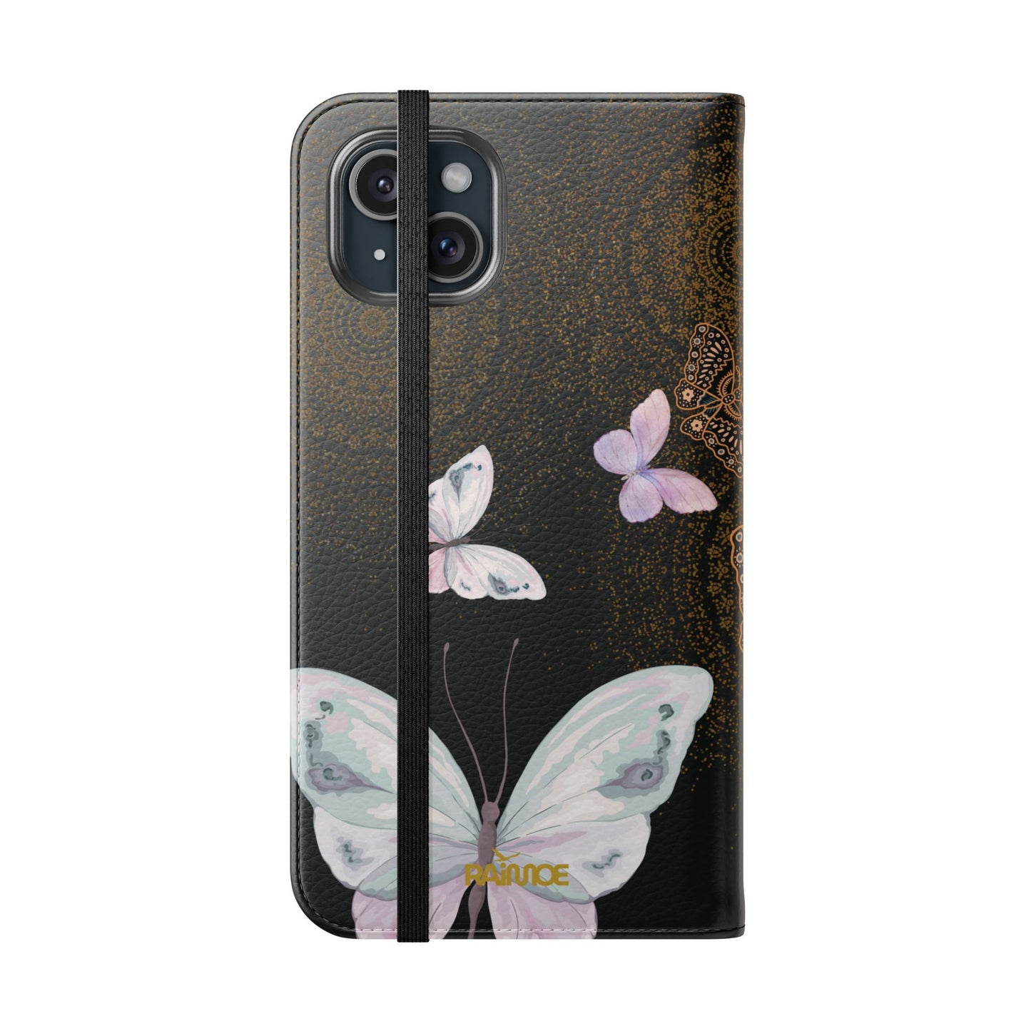 Funda con tapa para iPhone con diseño de mariposa espiral