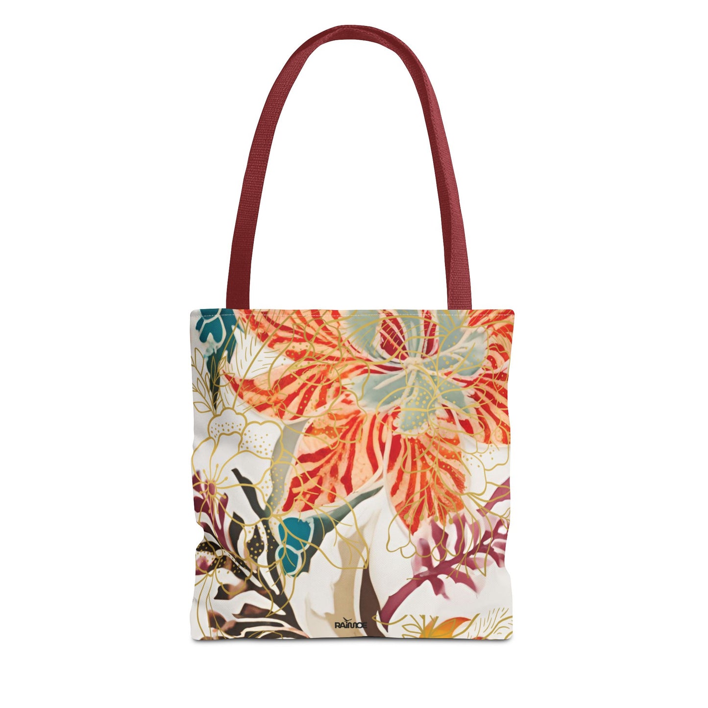Bolso tote floral color castaño rojizo