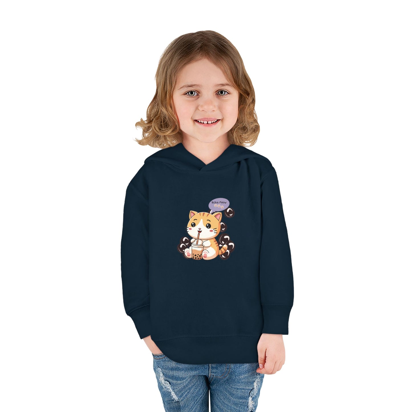 Kitten Bubble Tea Toddler Fleece Hoodie