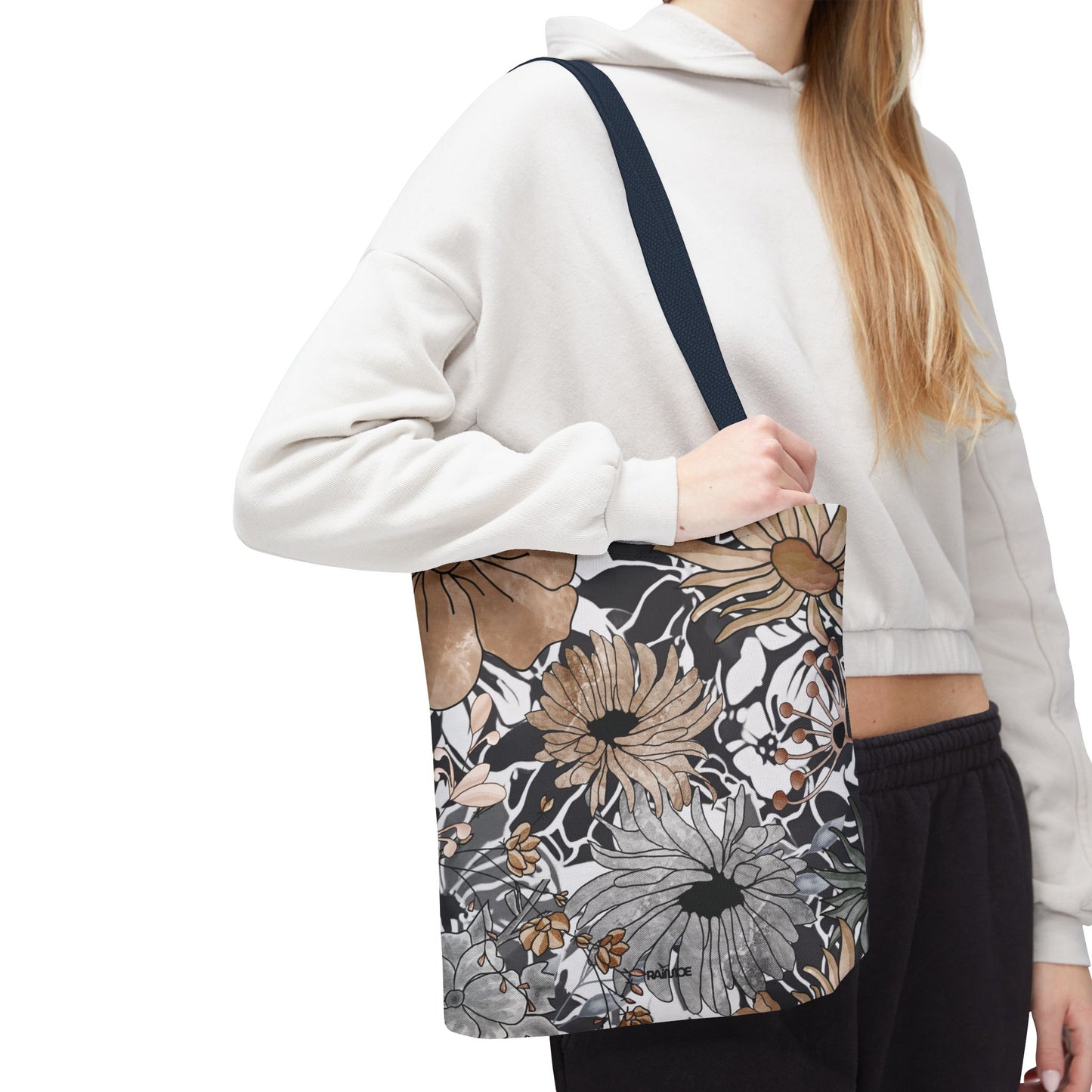 Bolsa de mano rústica con flores