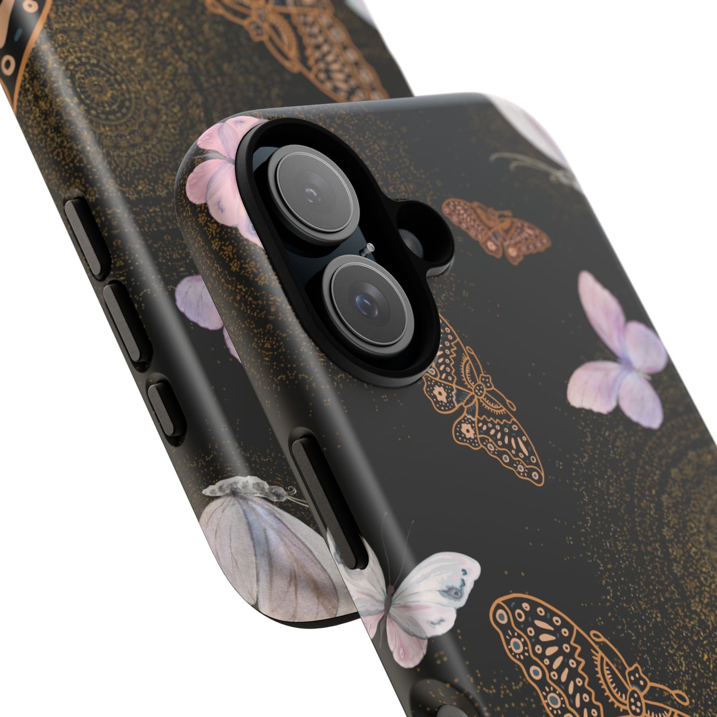 Funda resistente para iPhone (mate) con diseño de mariposa espiral