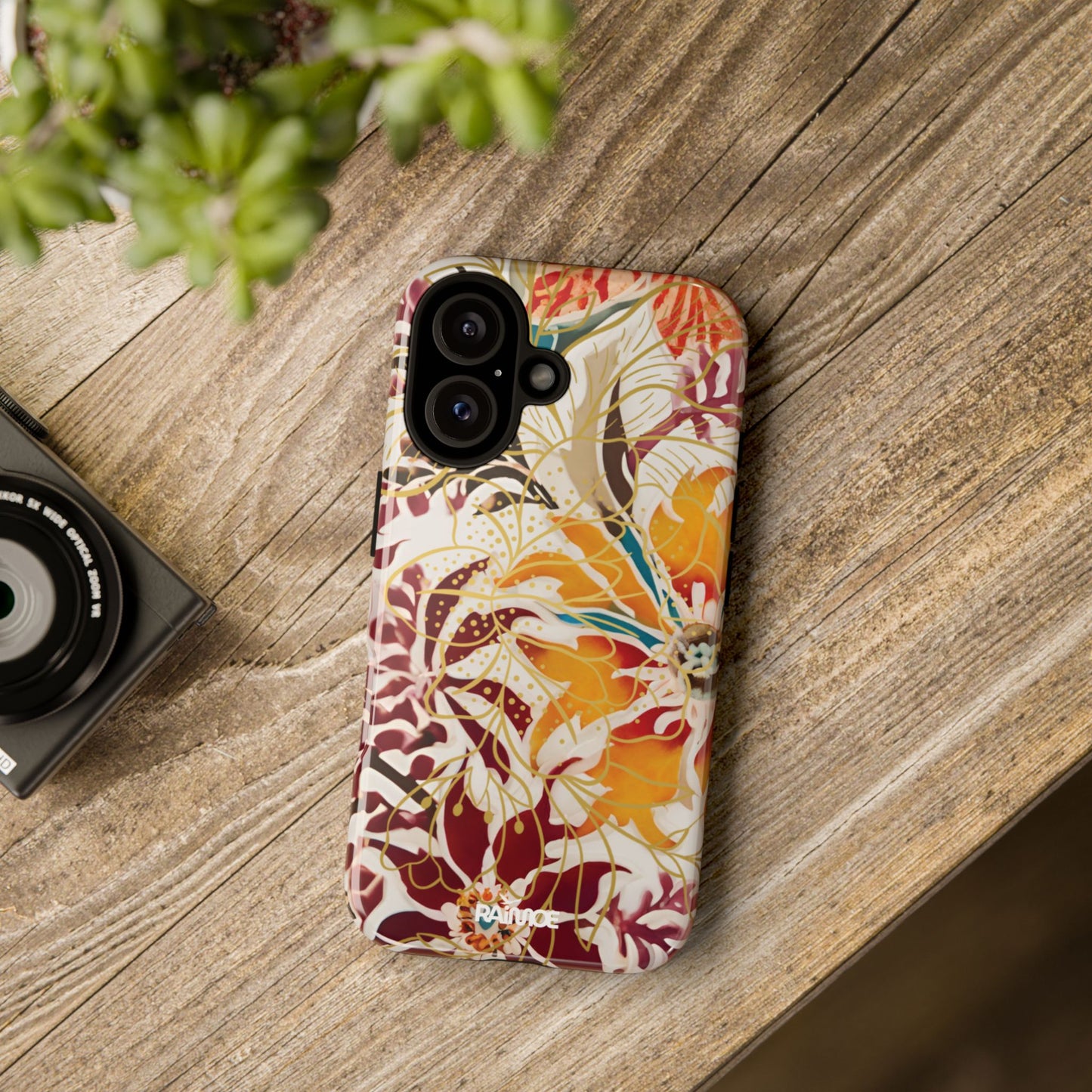 Auburn Floral - Funda resistente para iPhone (brillante)
