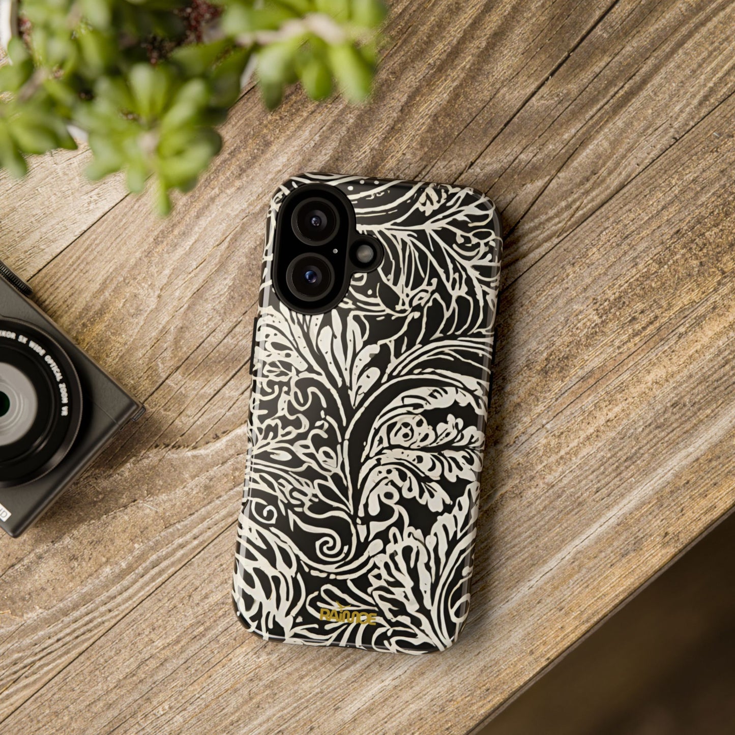 Funda resistente para iPhone (brillante) con diseño de hoja de arce