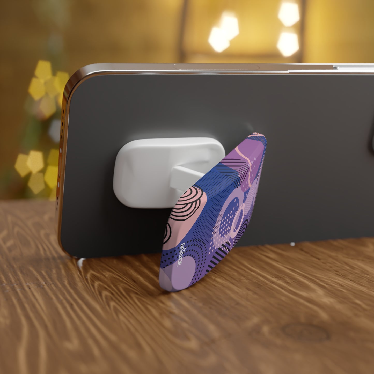 Agarre geométrico morado con clic para teléfono