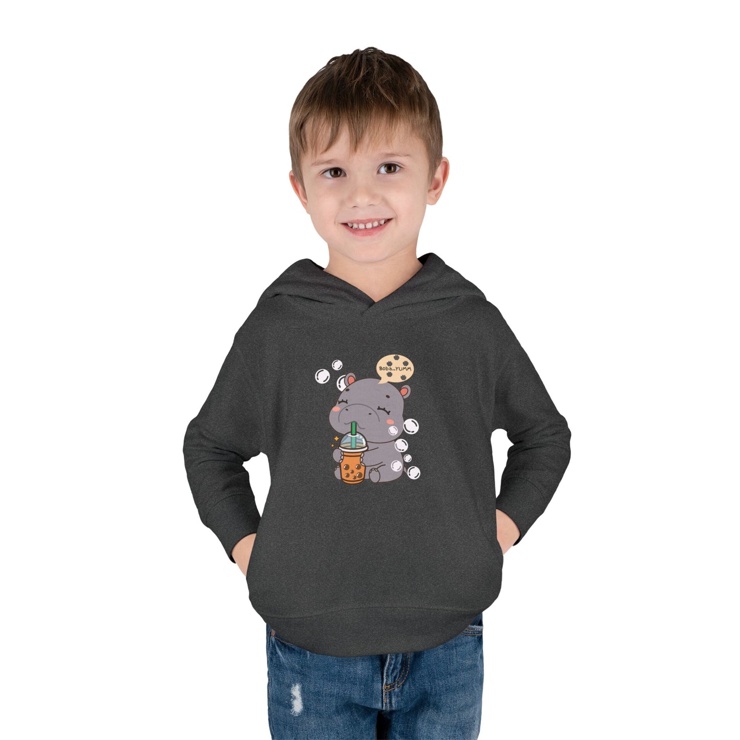 Hippo Bubble Tea Toddler Fleece Hoodie