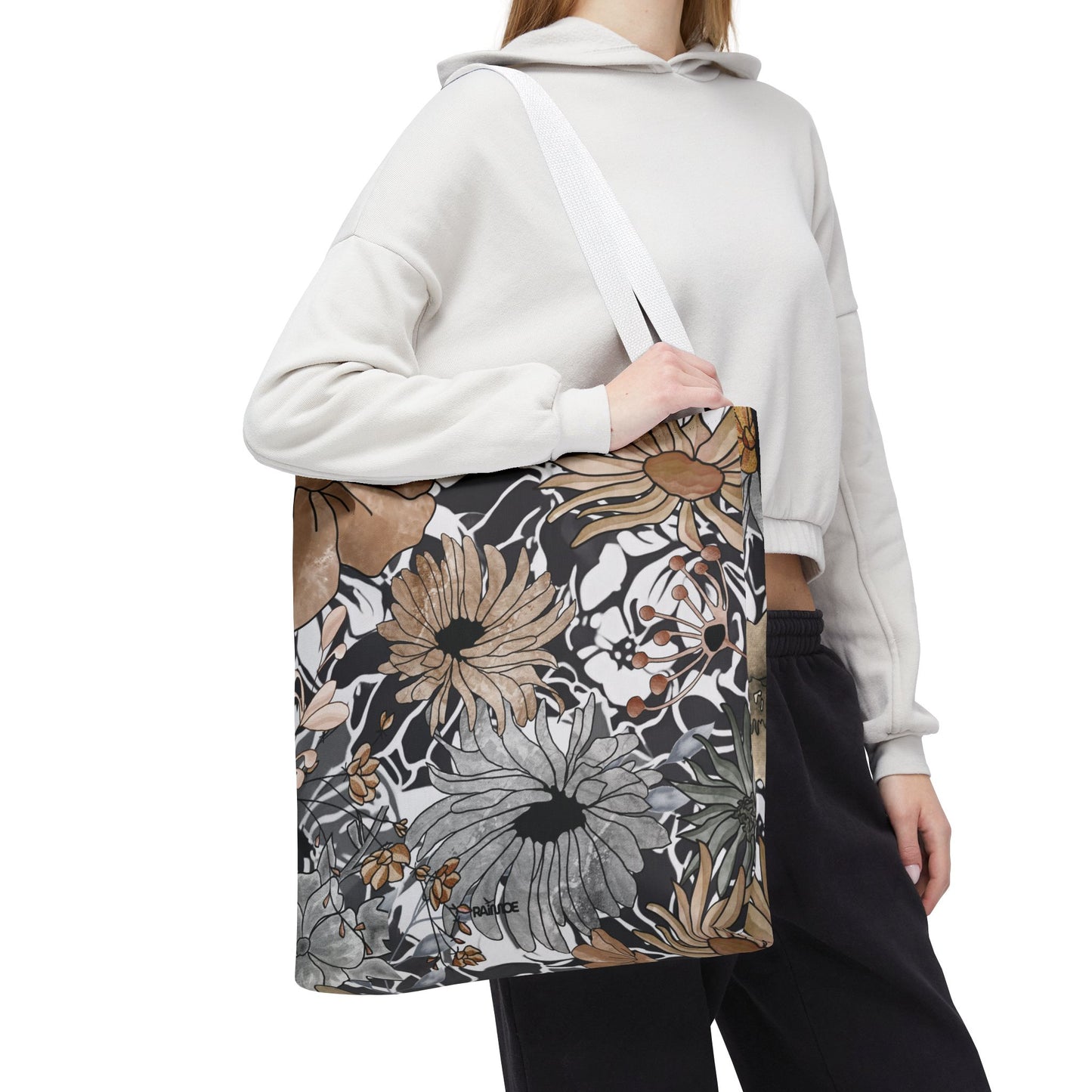 Bolsa de mano rústica con flores