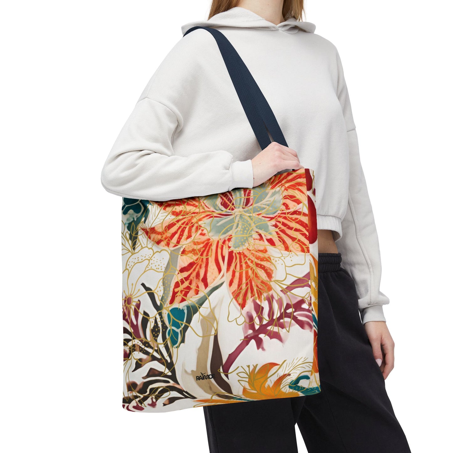 Bolso tote floral color castaño rojizo