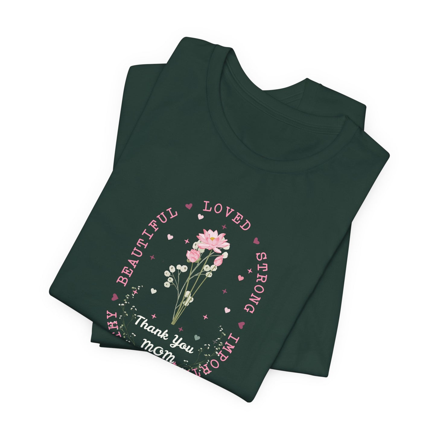 Mom Strength Pink Flower Graphic Tee