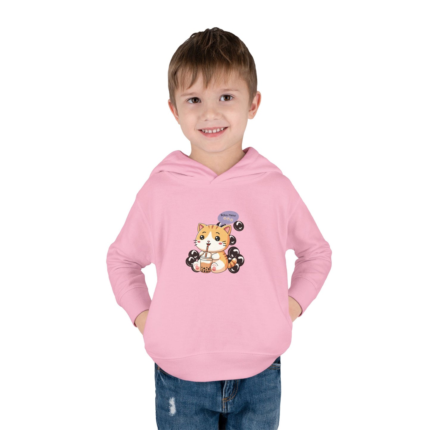 Kitten Bubble Tea Toddler Fleece Hoodie