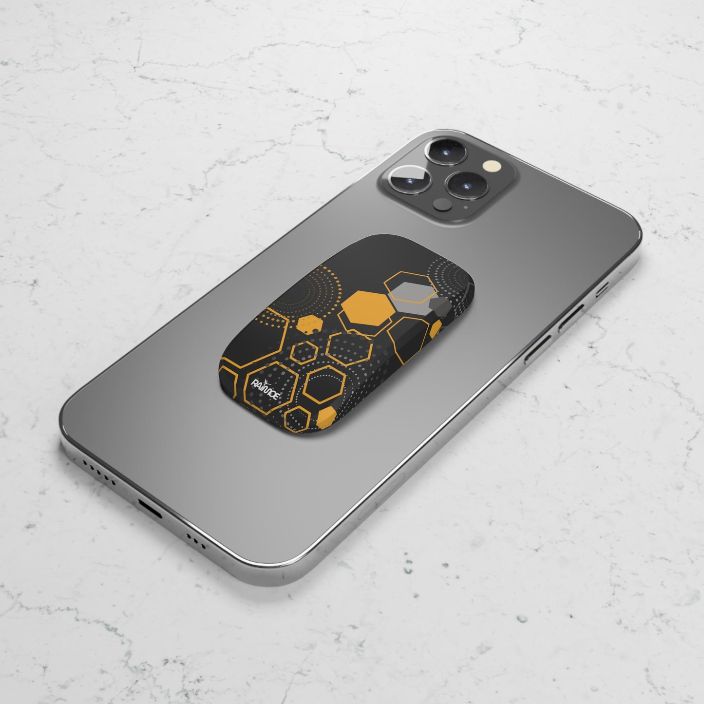 Agarre hexagonal negro con clic para teléfono