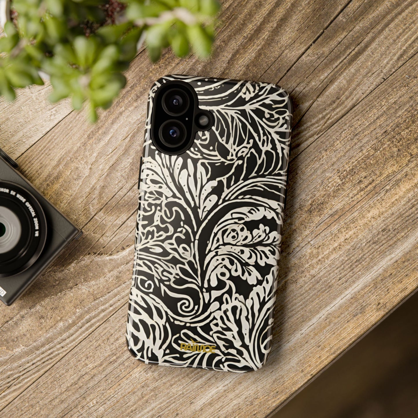 Funda resistente para iPhone (brillante) con diseño de hoja de arce