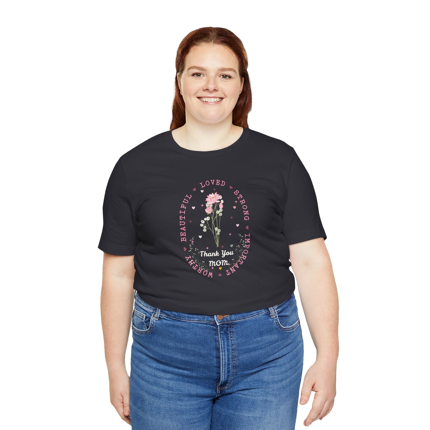 Mom Strength Pink Flower Graphic Tee
