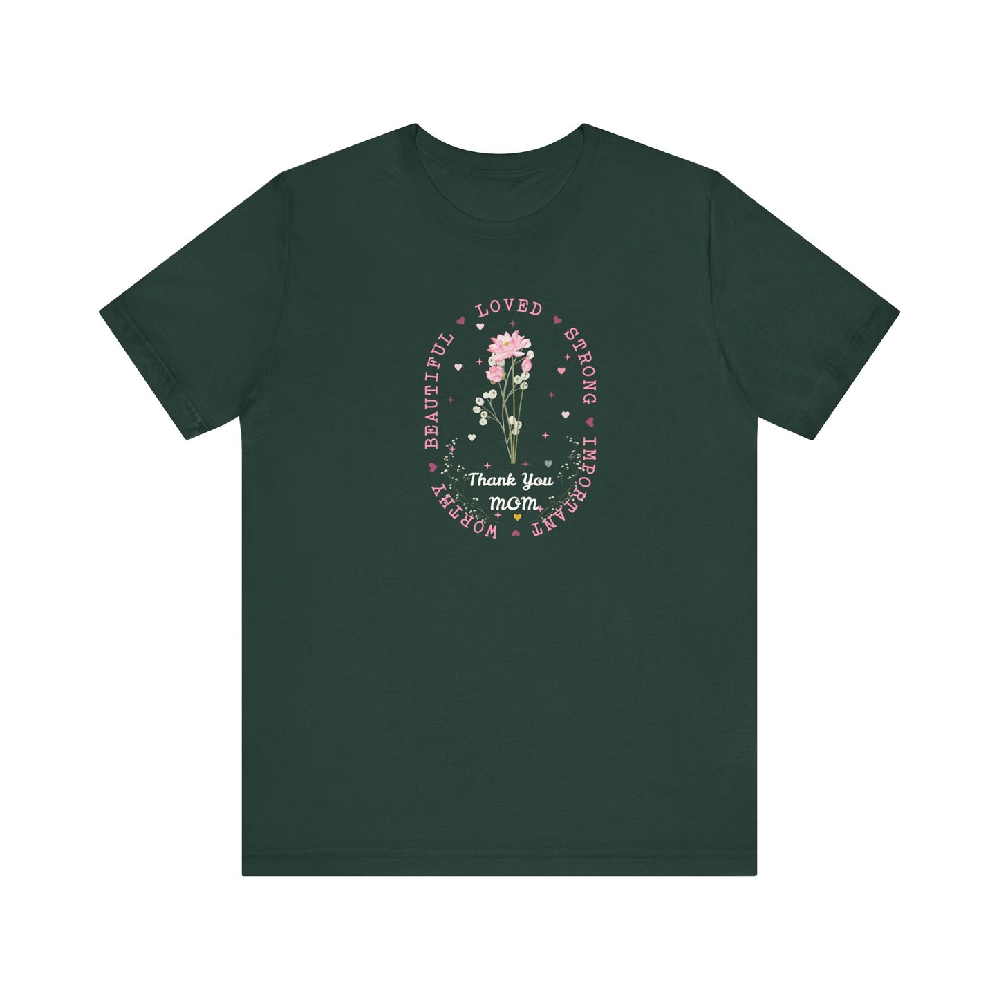 Mom Strength Pink Flower Graphic Tee
