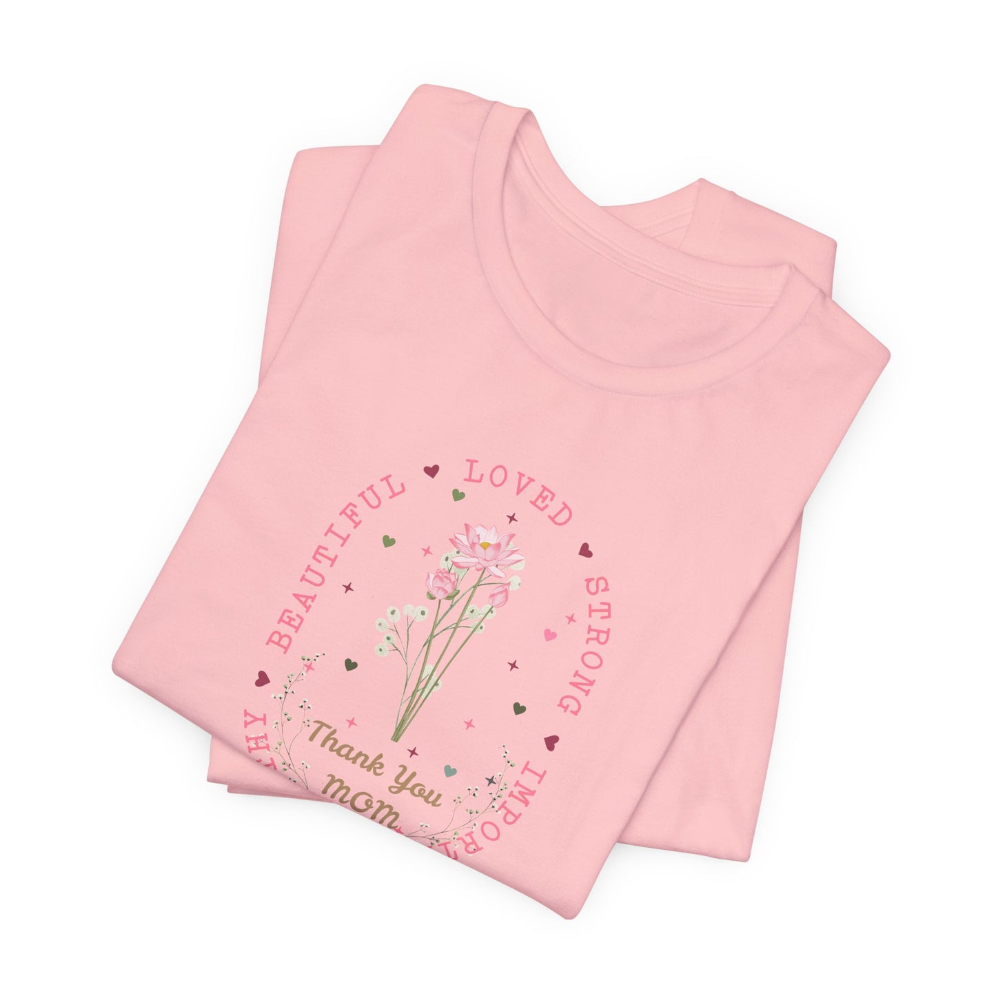 Mom Strength Pink Flower Graphic Tee