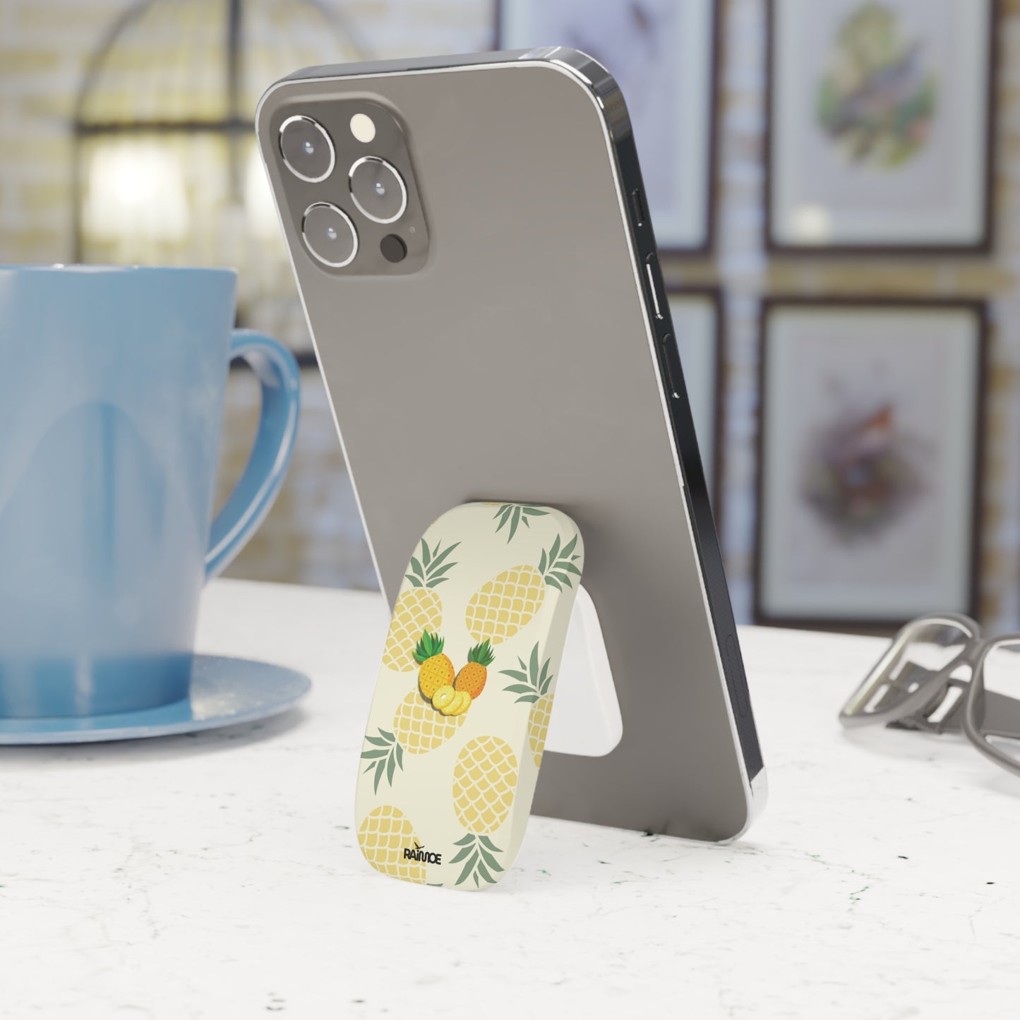 Agarre de clic para teléfono con diseño de piña tropical