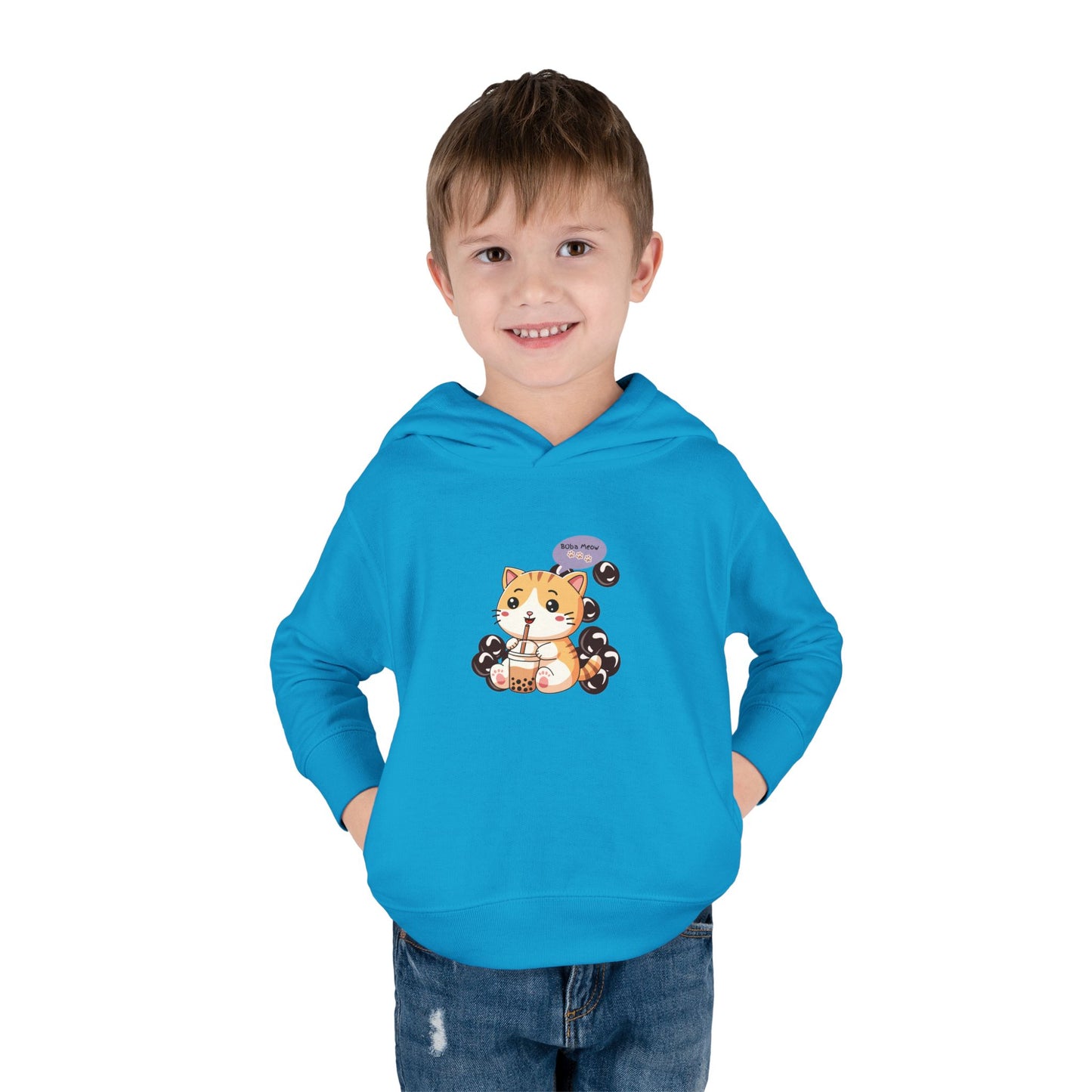 Kitten Bubble Tea Toddler Fleece Hoodie