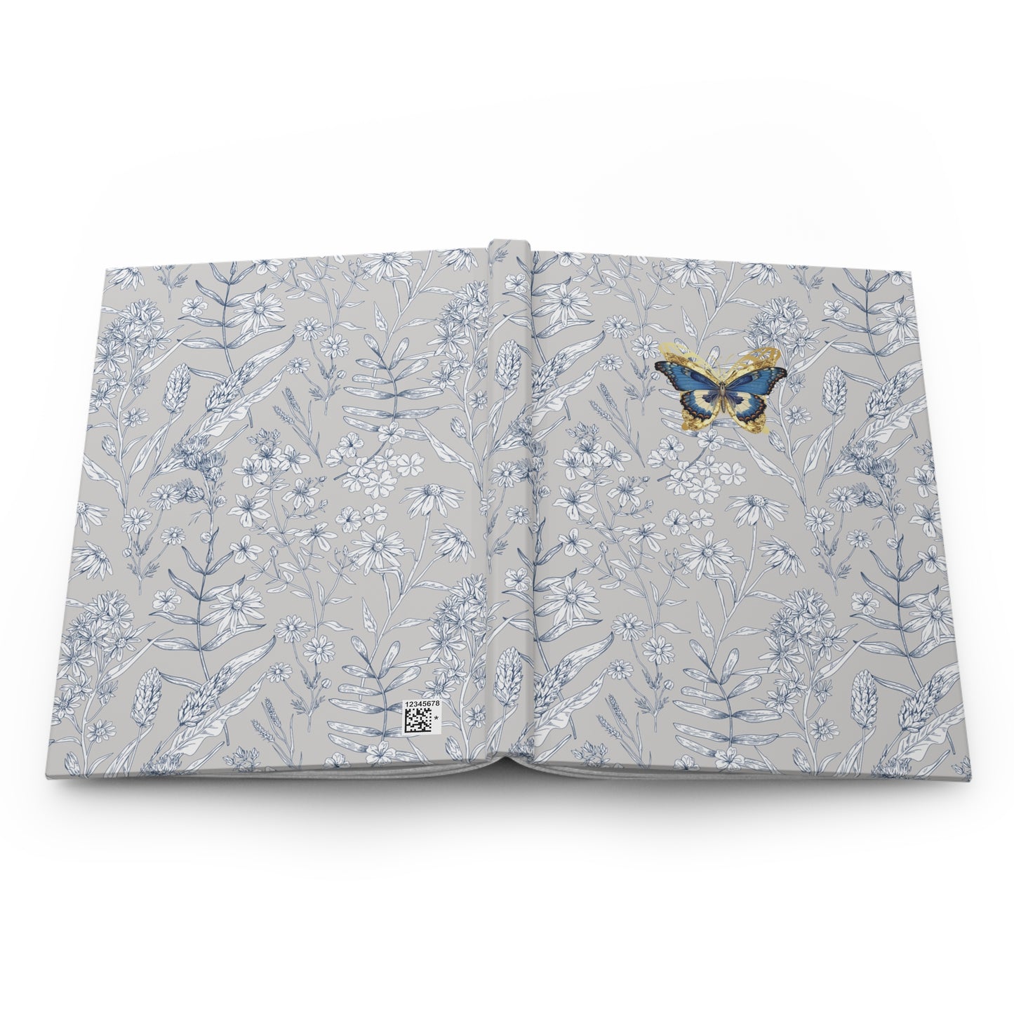 Elegant Floral Hardcover Journal with Butterfly Design (5.75" x 8")