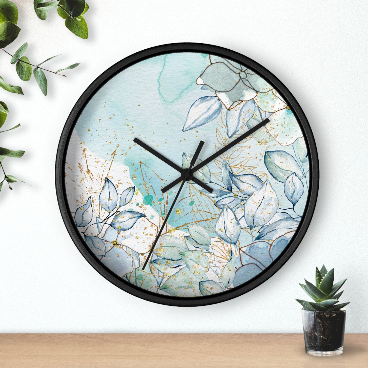 Watercolor Spring Floral Wall Clock