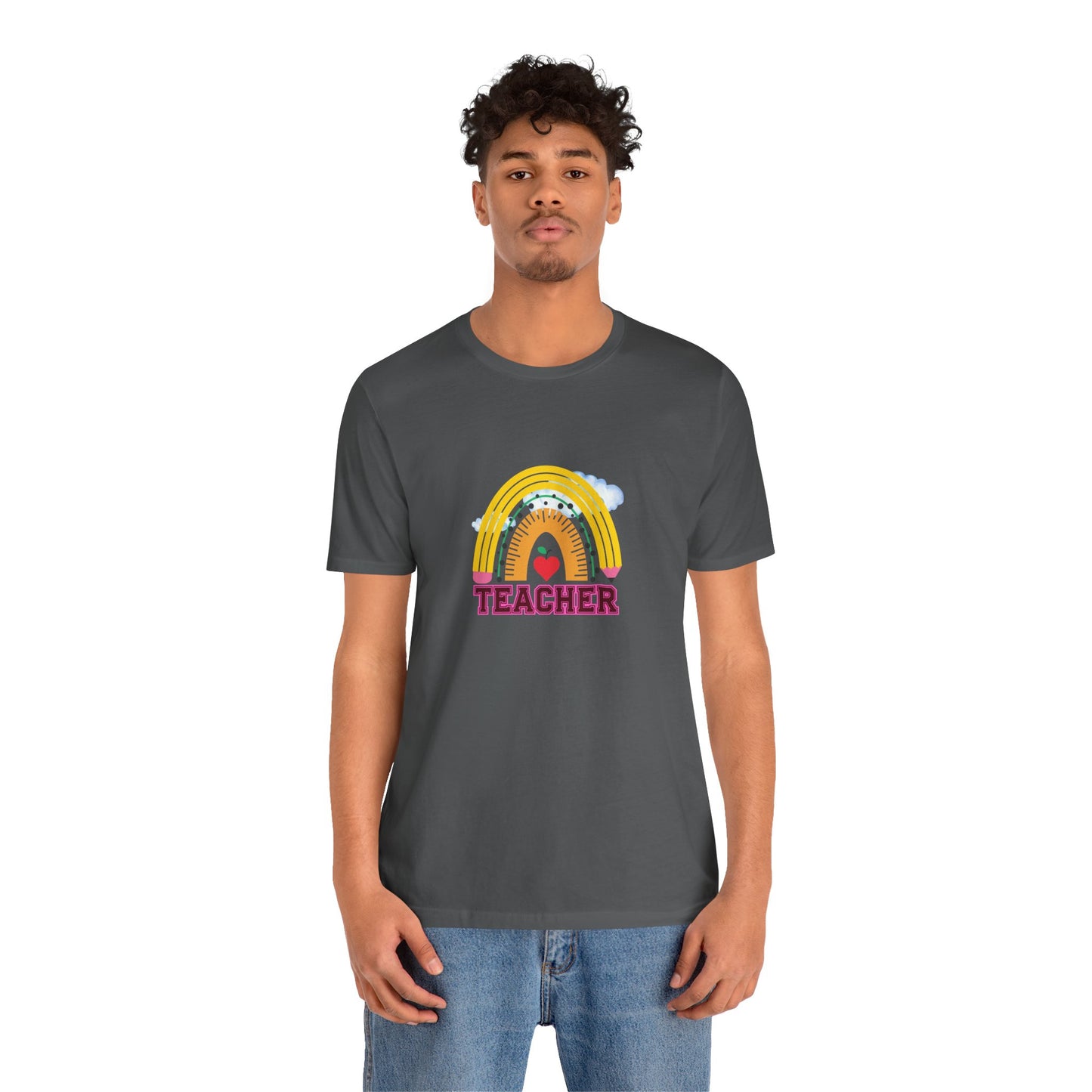 Rainbow Pencil Teacher Graphic T- Shirt
