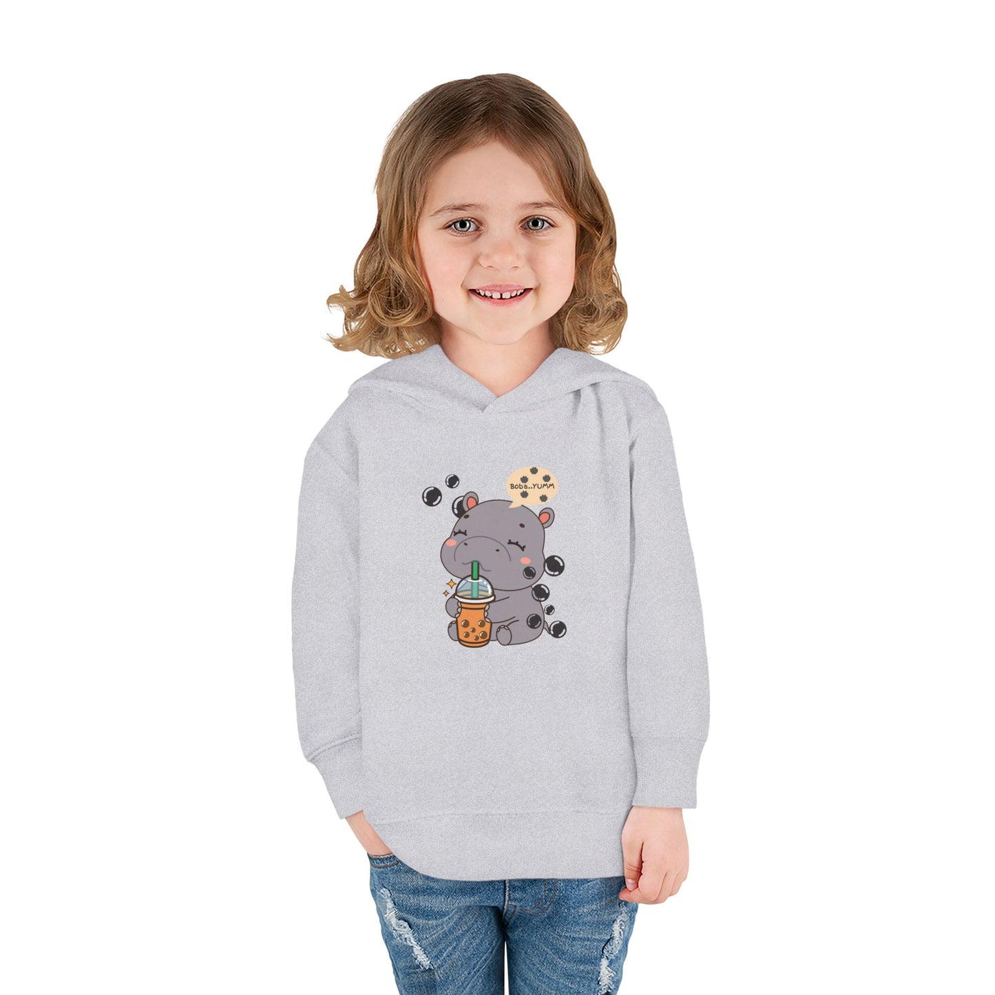 Hippo Bubble Tea Toddler Fleece Hoodie
