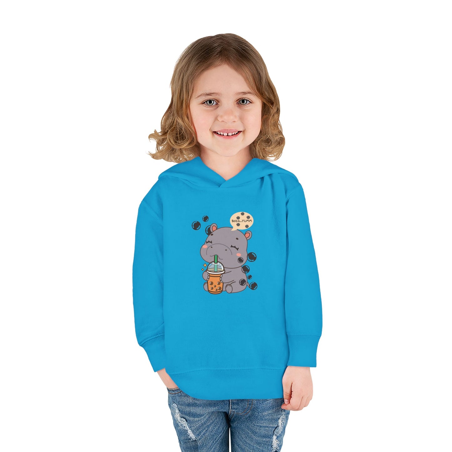 Hippo Bubble Tea Toddler Fleece Hoodie