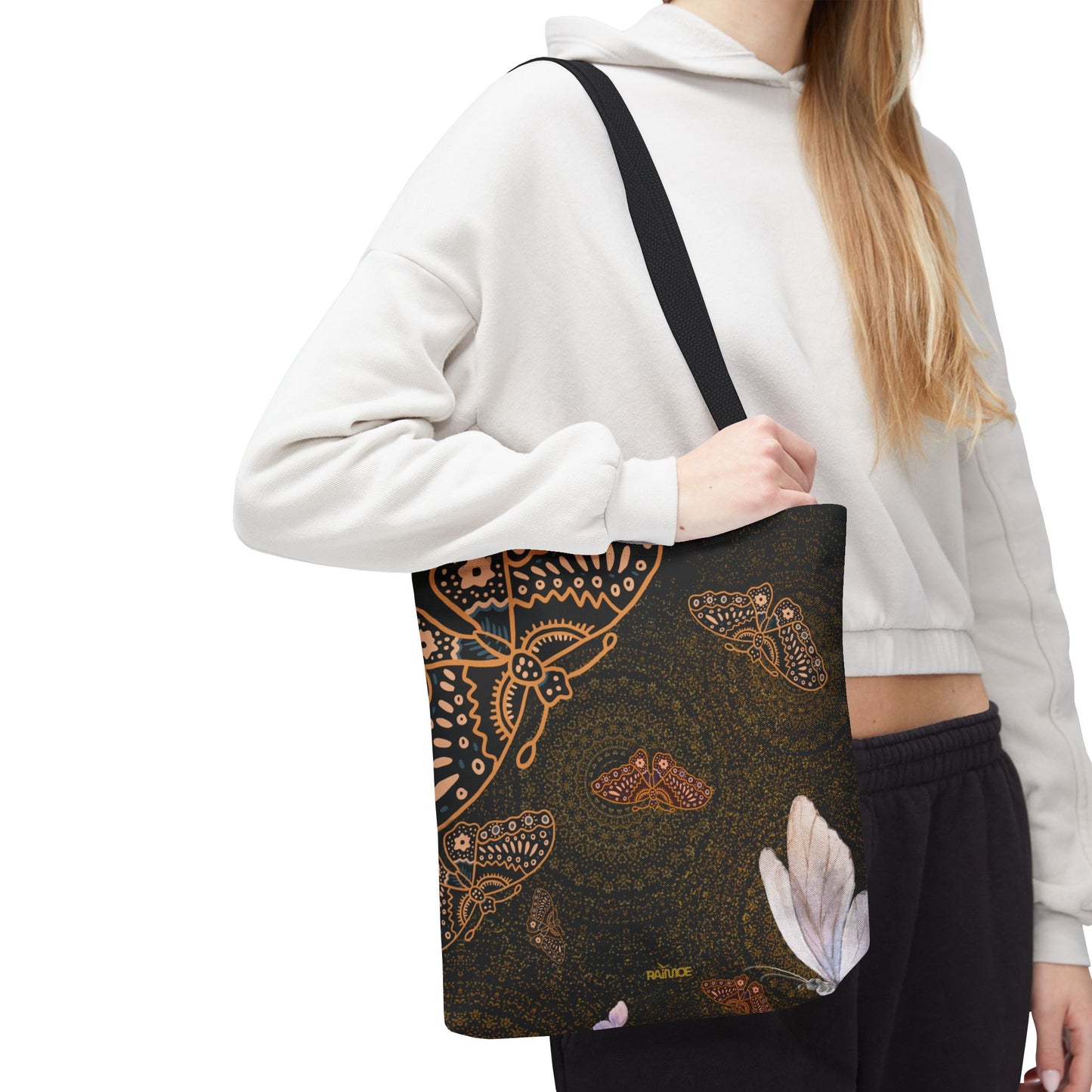Bolsa de mano con mariposas en espiral