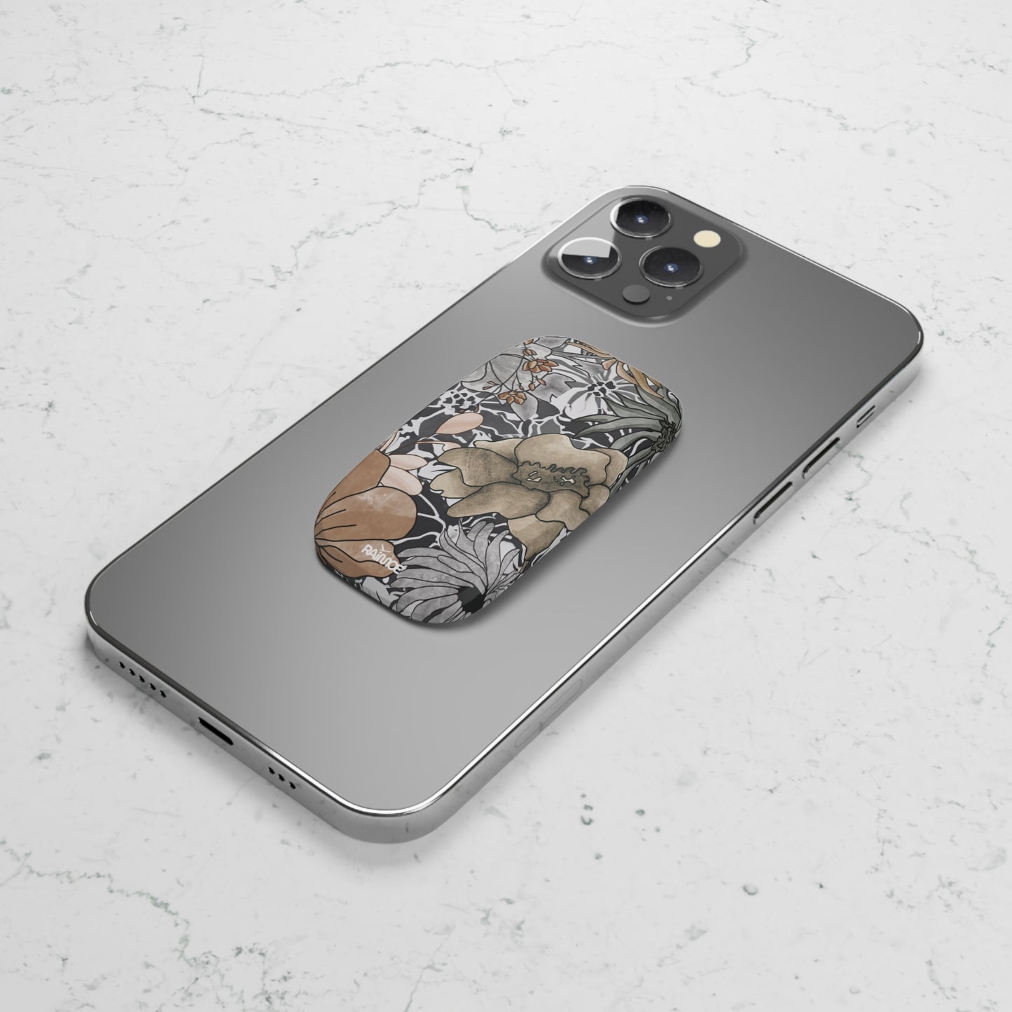 Agarre de clic para teléfono con diseño floral rústico