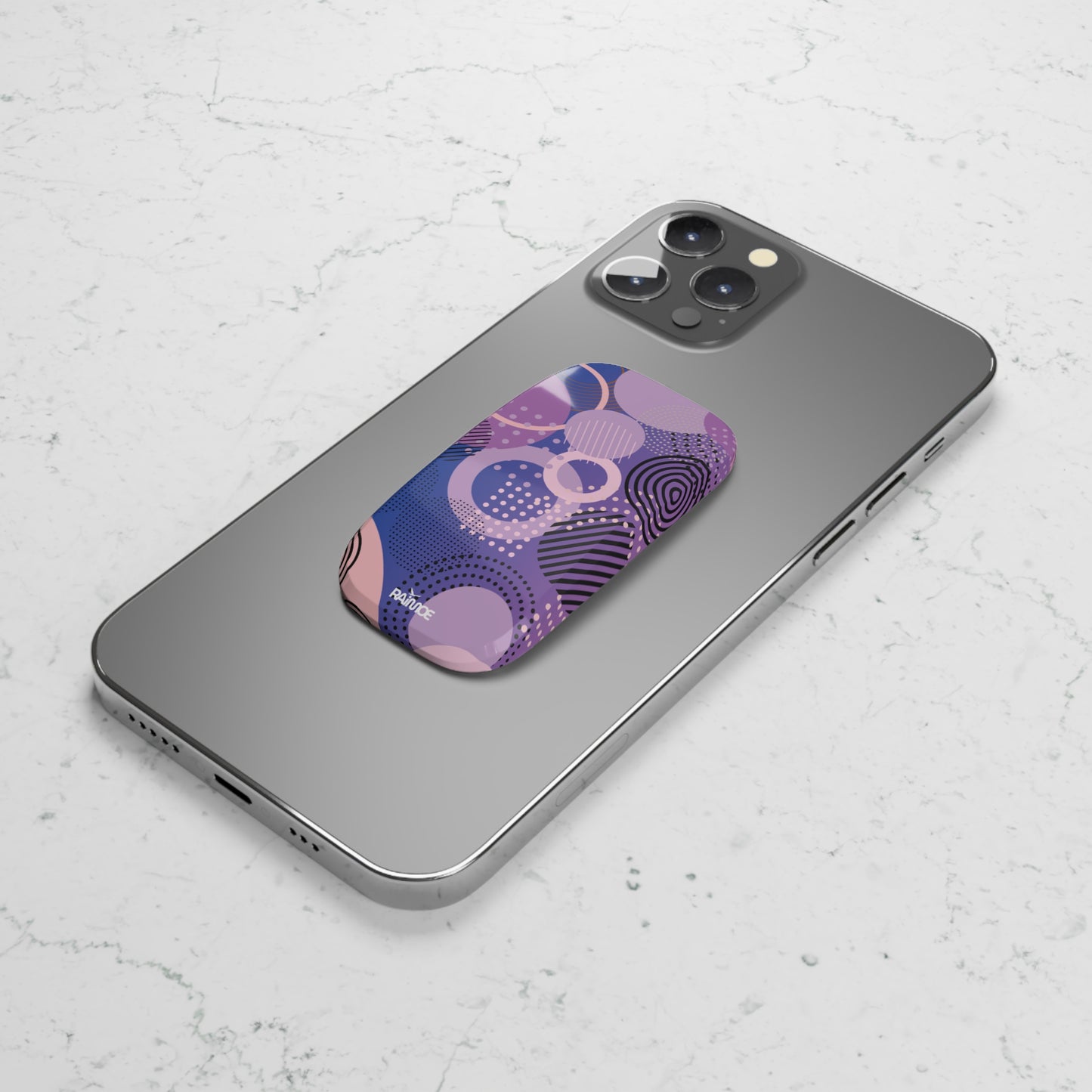 Agarre geométrico morado con clic para teléfono