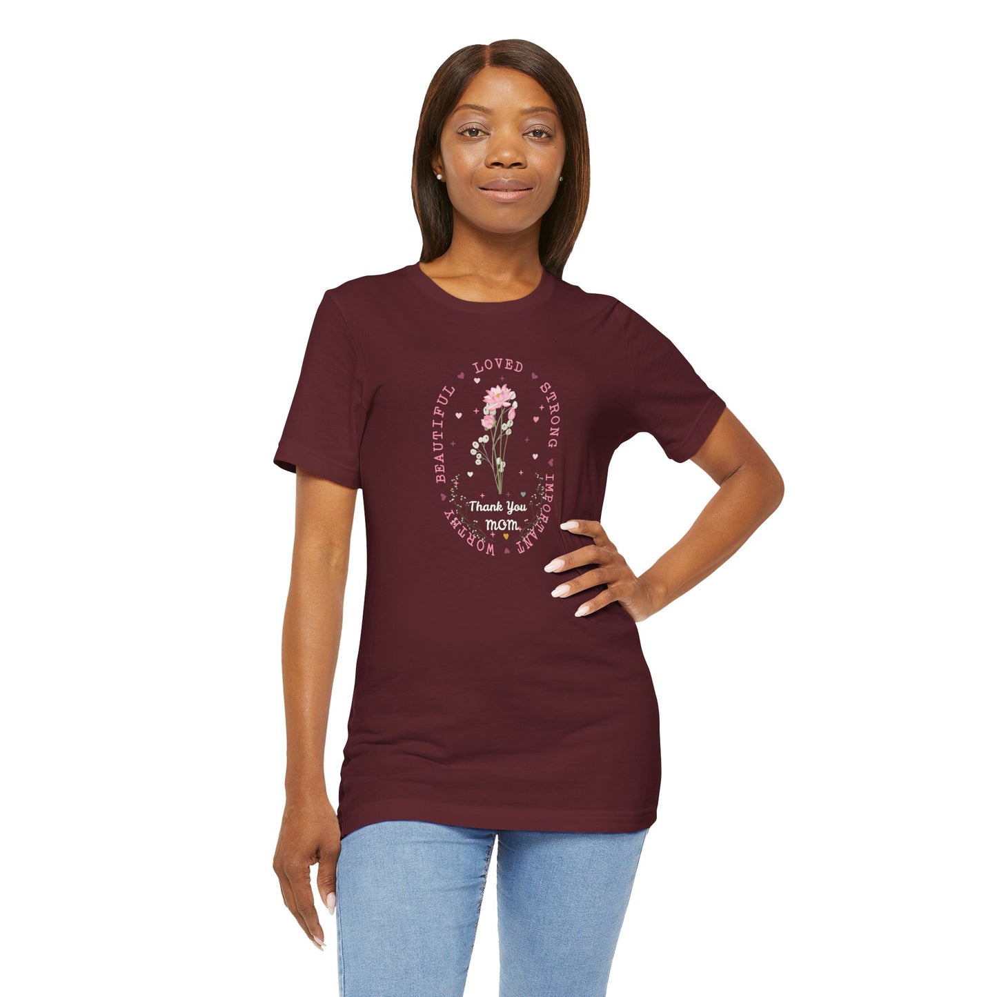 Mom Strength Pink Flower Graphic Tee