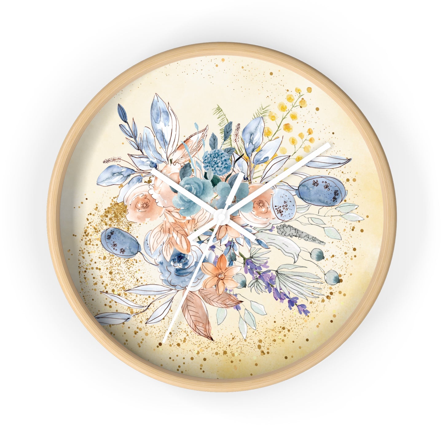 Yellow Gold Spring Floral Wall Clock