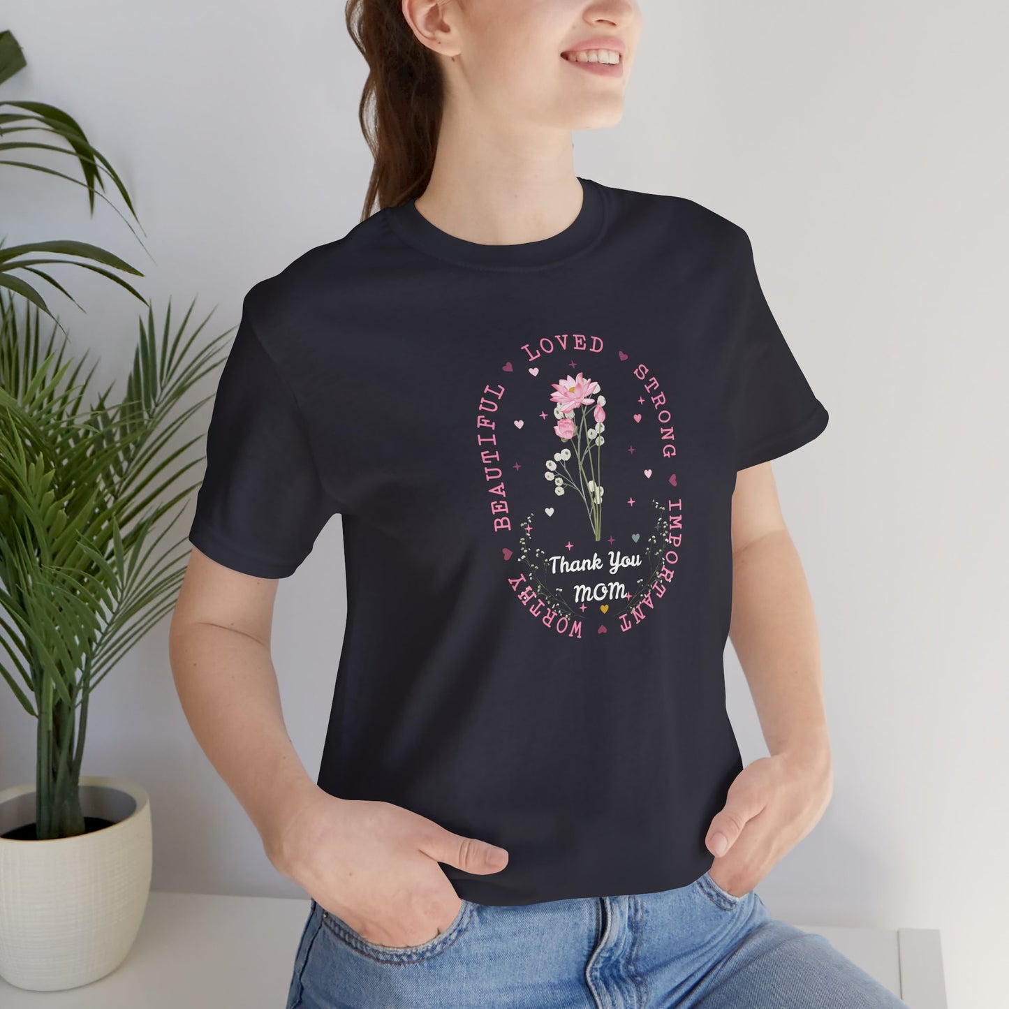 Mom Strength Pink Flower Graphic Tee