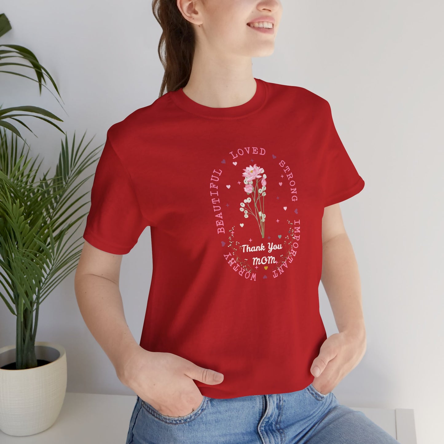Mom Strength Pink Flower Graphic Tee