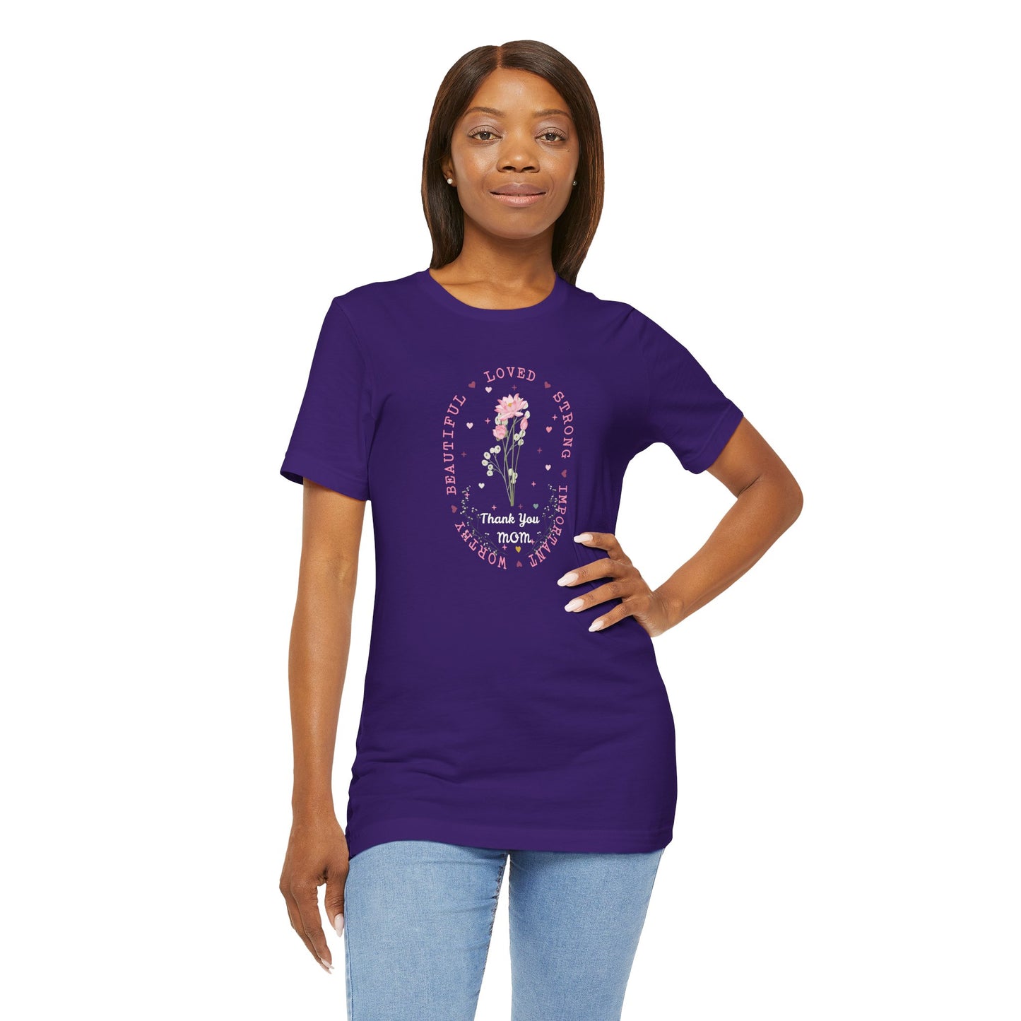 Mom Strength Pink Flower Graphic Tee