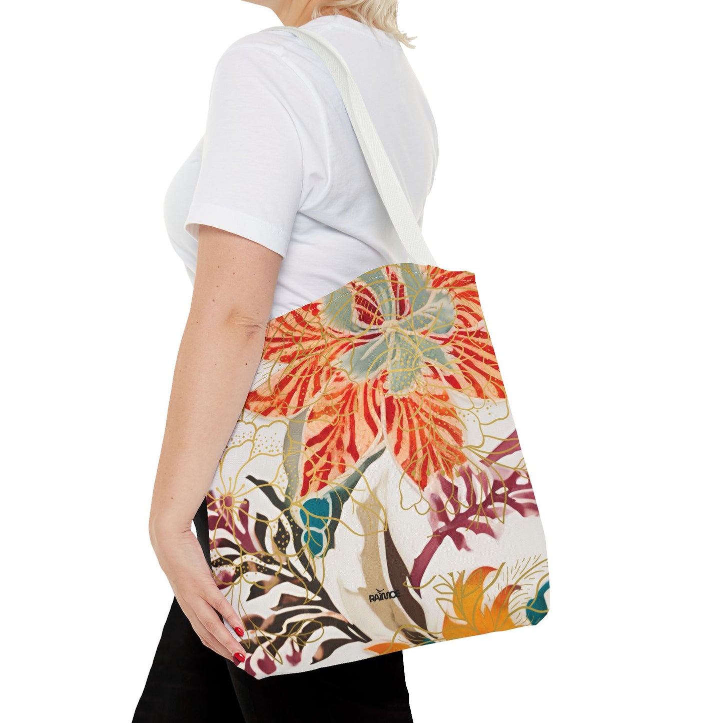 Bolso tote floral color castaño rojizo