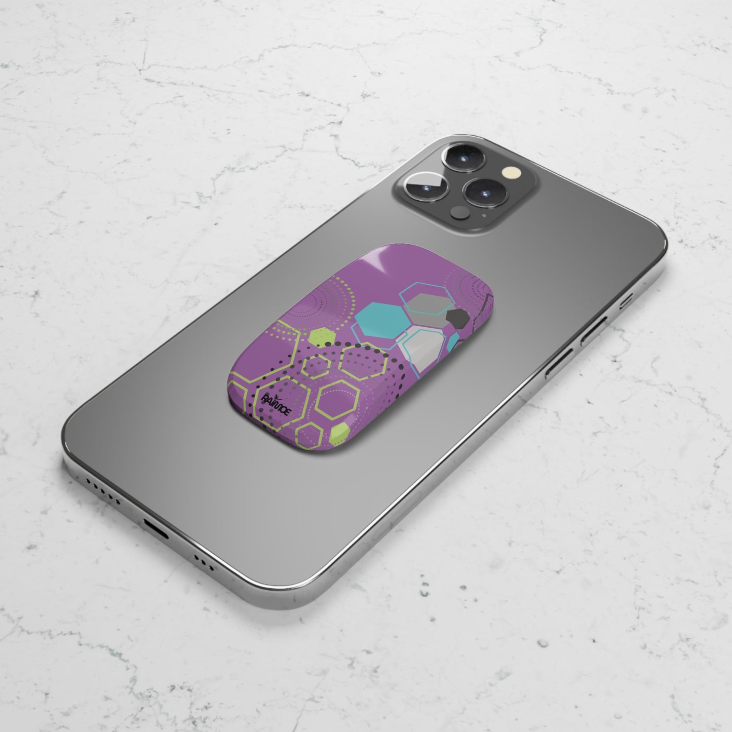 Agarre de clic para teléfono hexagonal morado