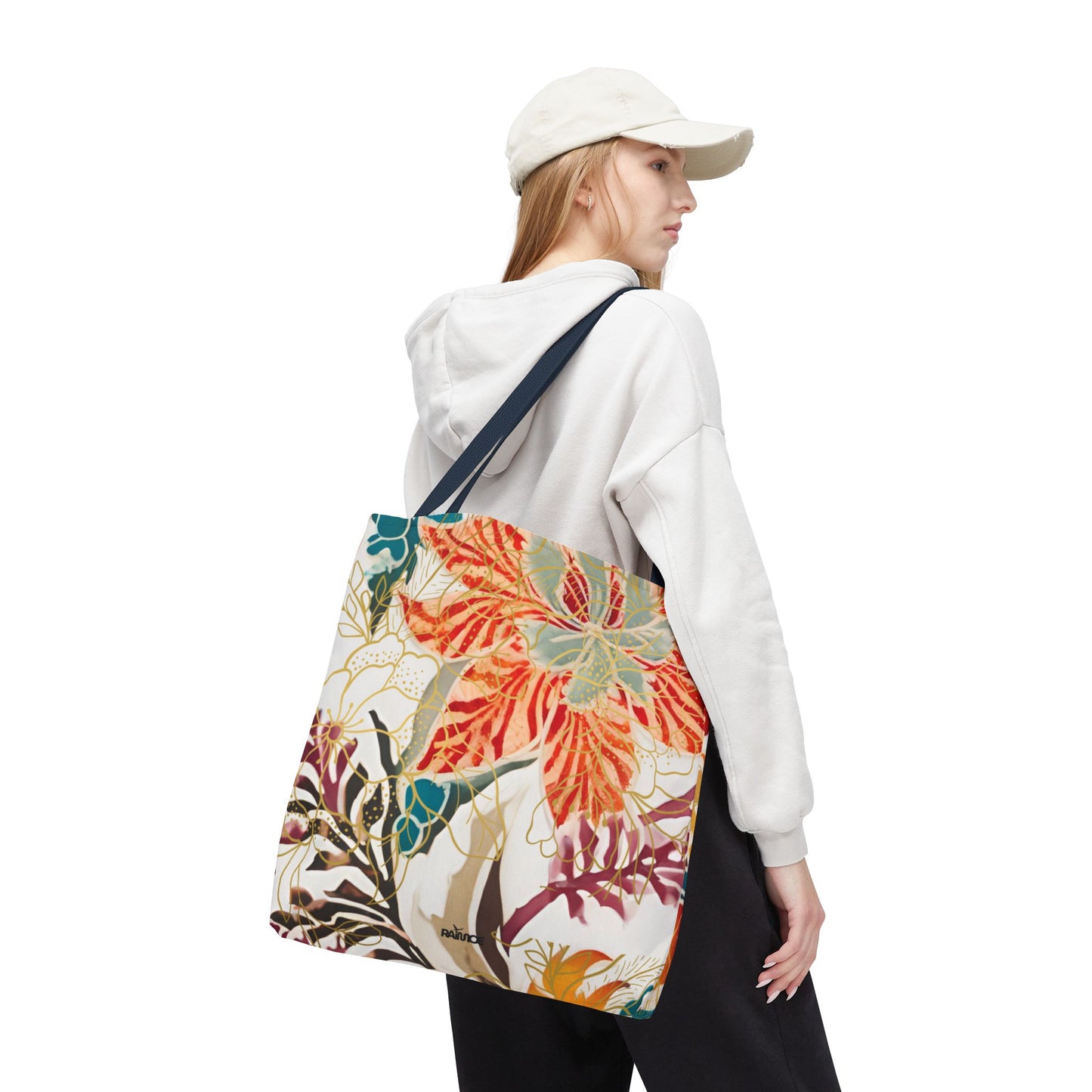 Bolso tote floral color castaño rojizo