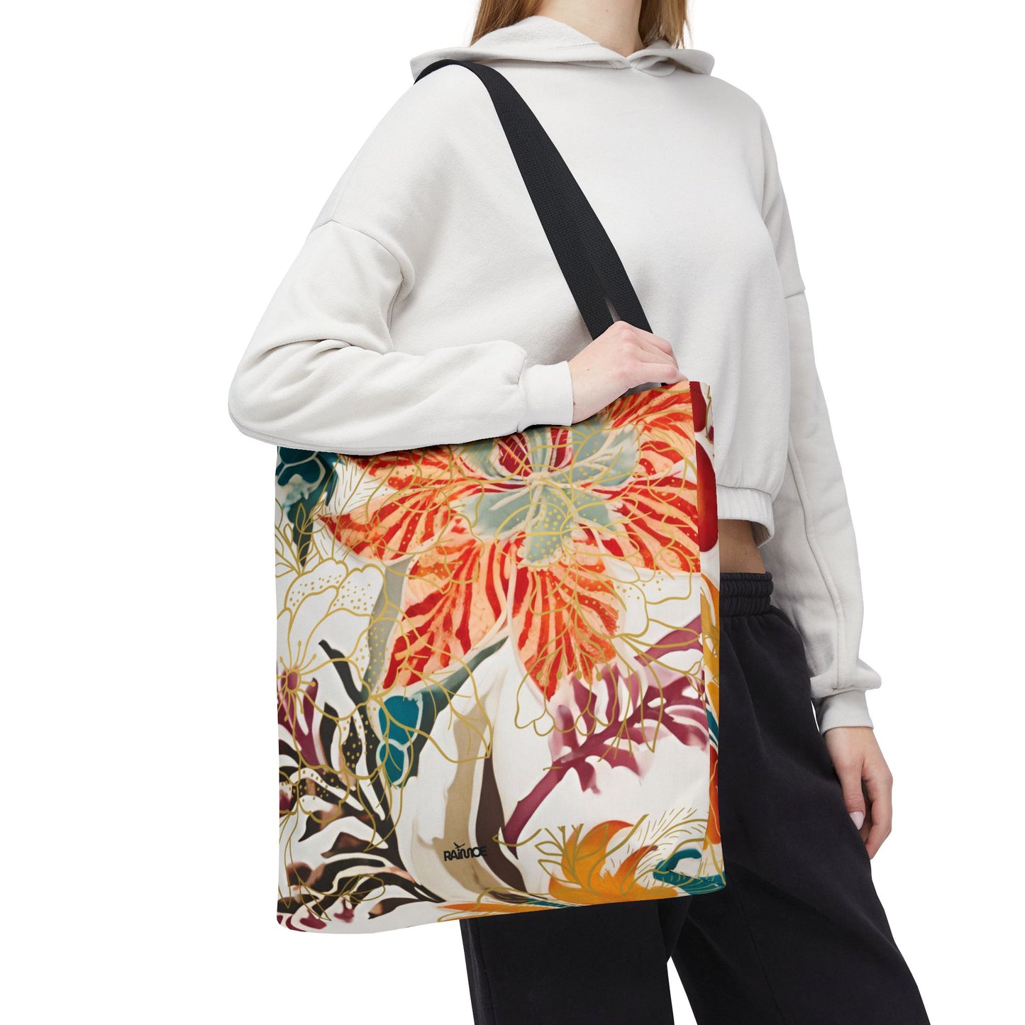 Bolso tote floral color castaño rojizo