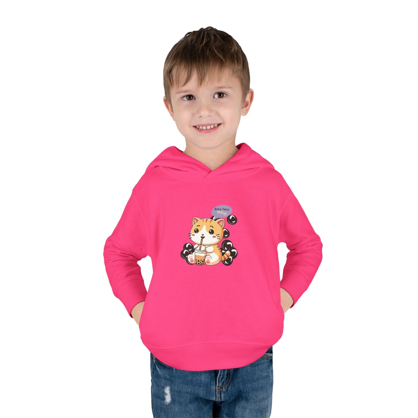 Kitten Bubble Tea Toddler Fleece Hoodie