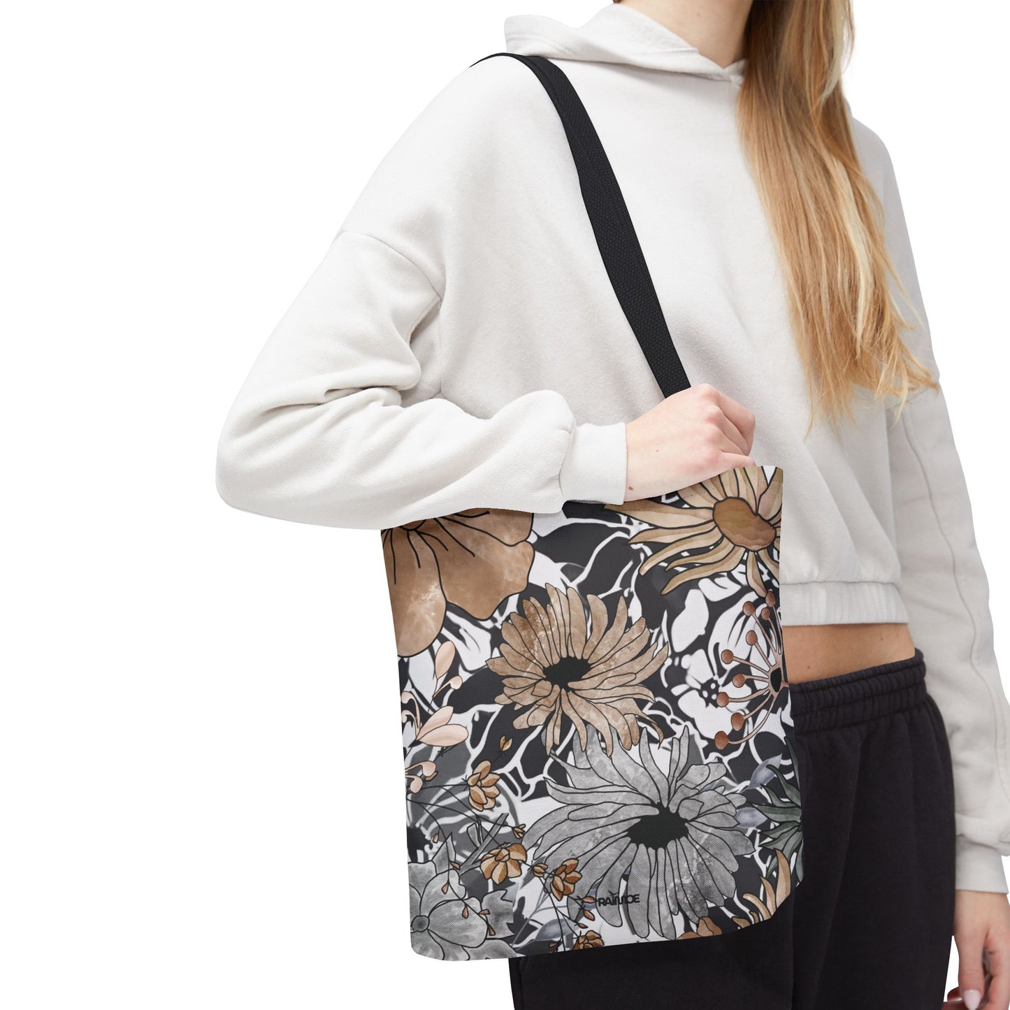 Bolsa de mano rústica con flores