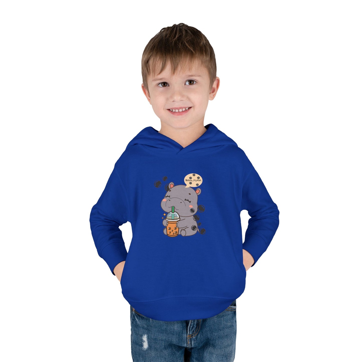 Hippo Bubble Tea Toddler Fleece Hoodie