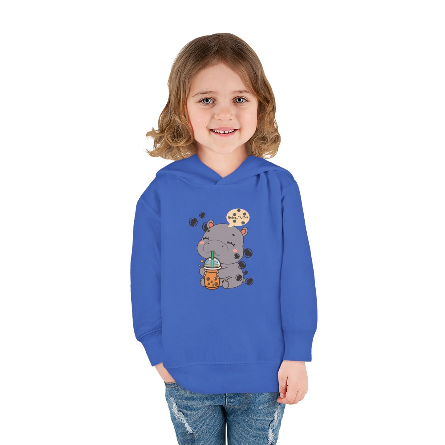 Hippo Bubble Tea Toddler Fleece Hoodie