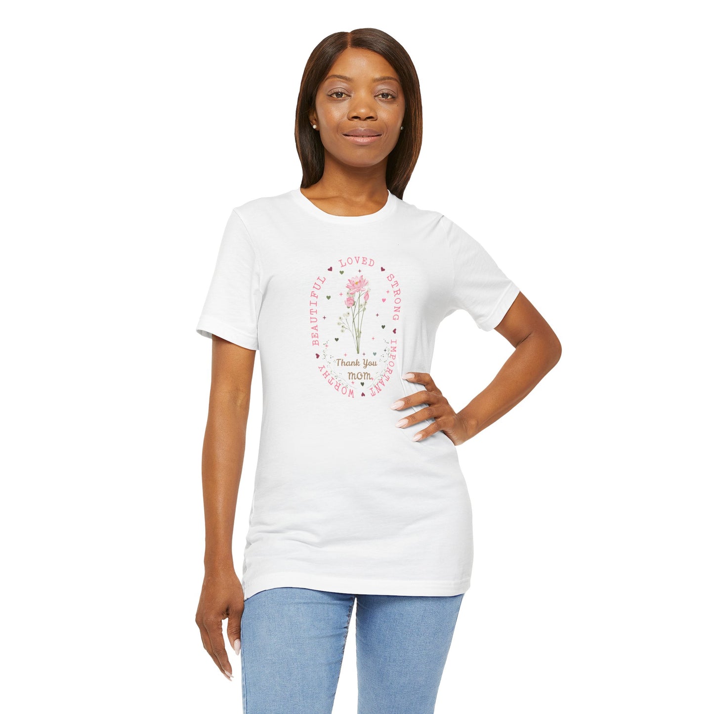 Mom Strength Pink Flower Graphic Tee
